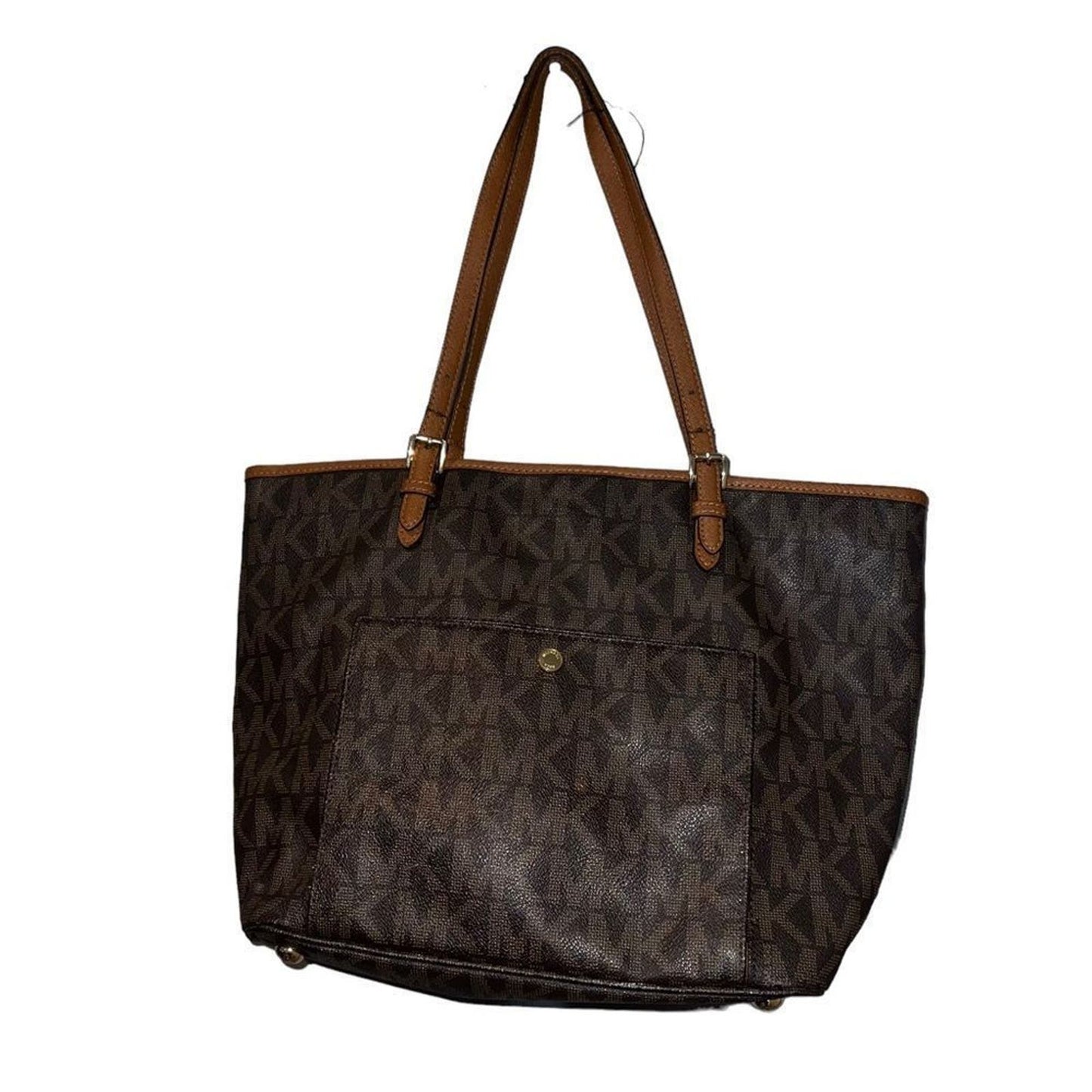 Michael Kors Brown/Tan Signature Coated Canvas and Leather Jet Set Tote