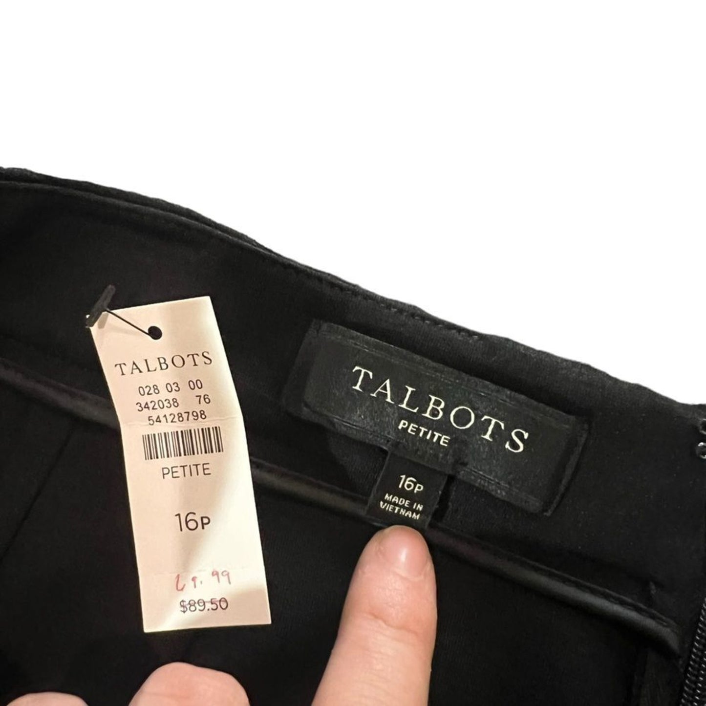 NWT Talbots Skirt Womens Petite Size 16 Black Knee Length Pencil Straight