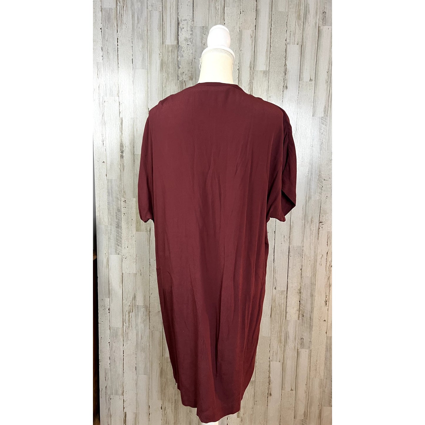 Madewell Women's Burgundy Button-Front Shirt Dress Size Small Knee Length Casual