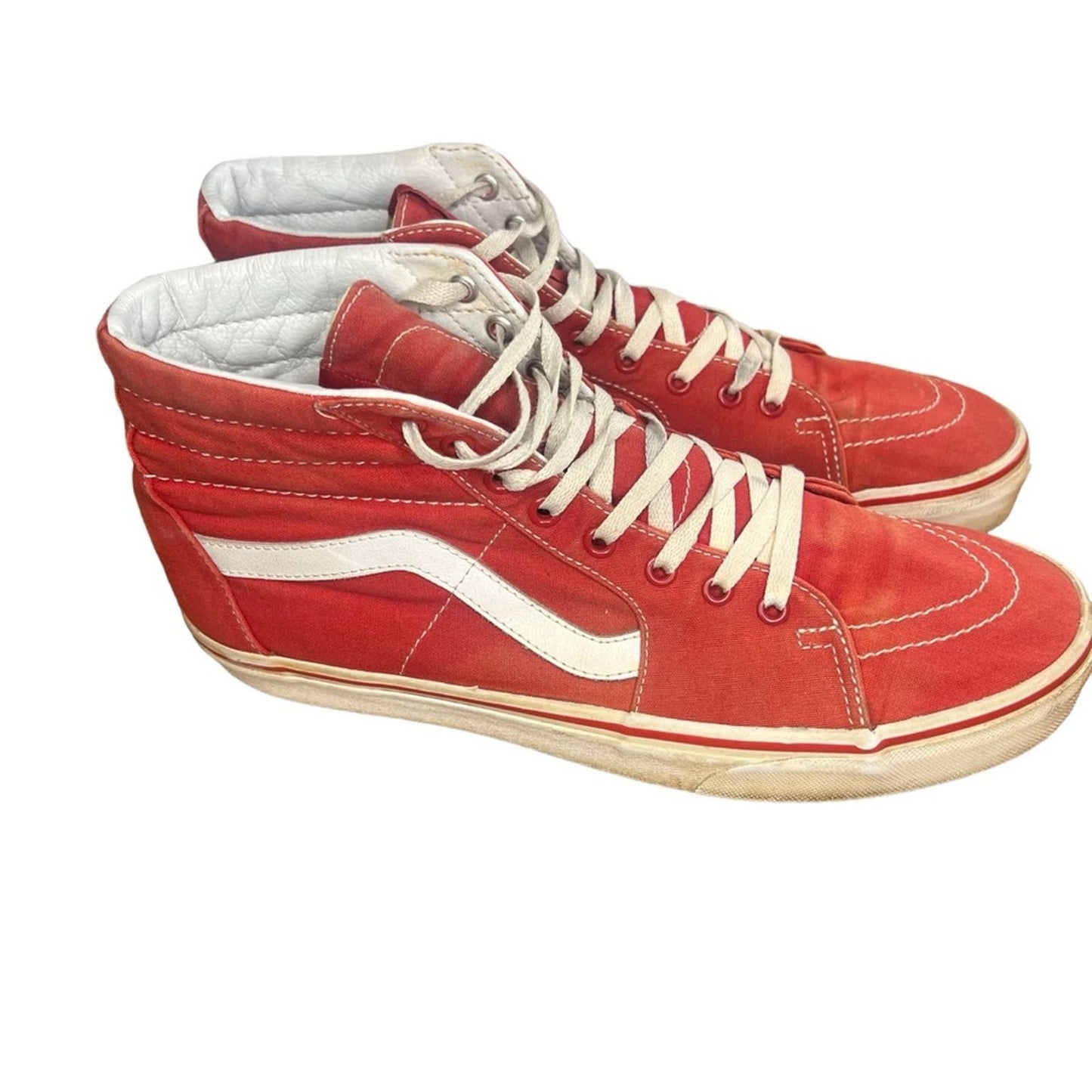 Vans Sk8-Hi Red Canvas Suede High Top Skateboard Sneakers Men's Size 12