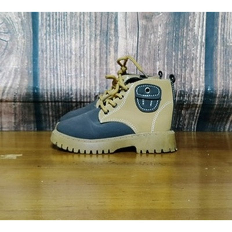 Unisex Kids Ankle Boots Size 27 Tan & Gray Lace Up Lug Sole