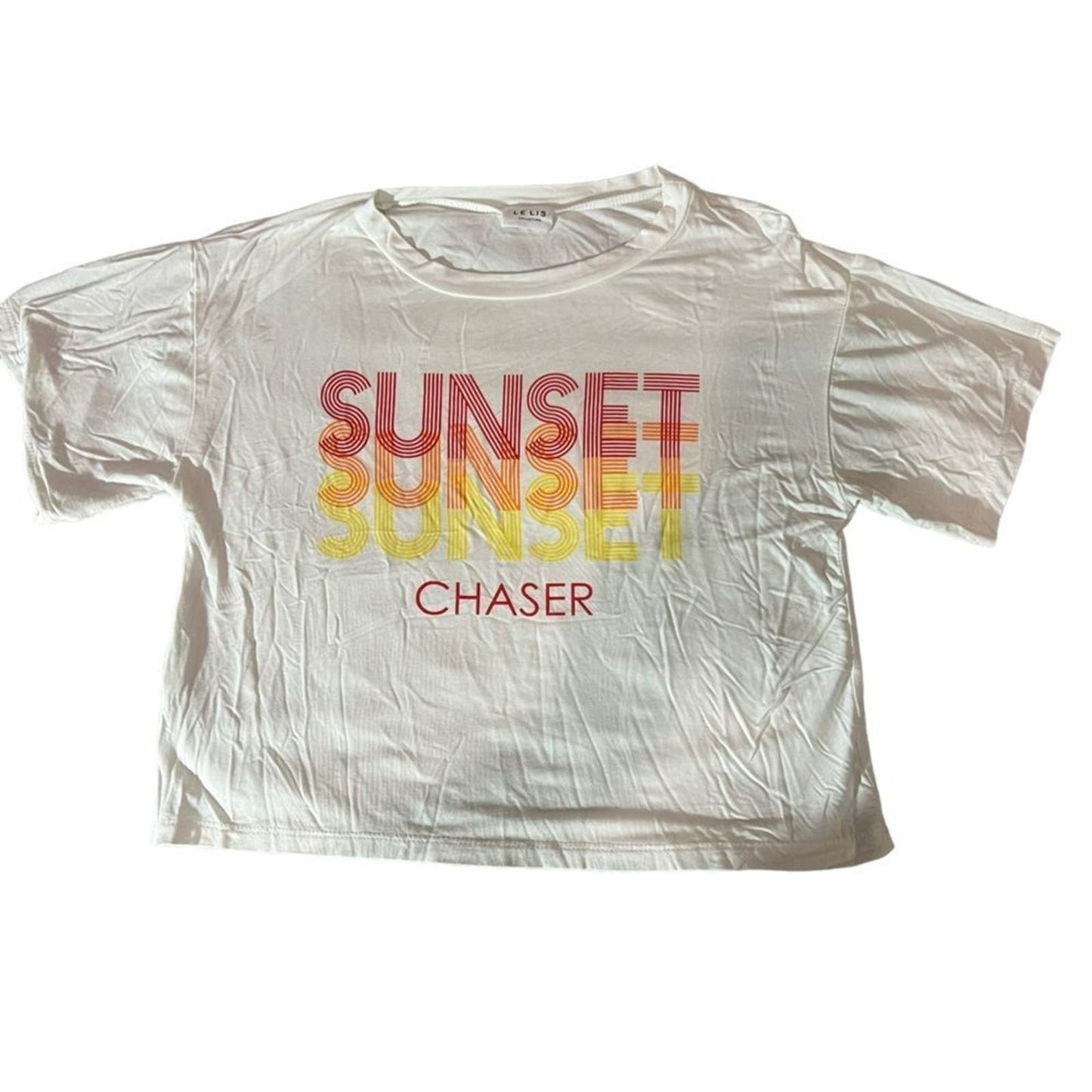 Le Lis Sunset Chaser White Red Orange Graphic Tee Size Large