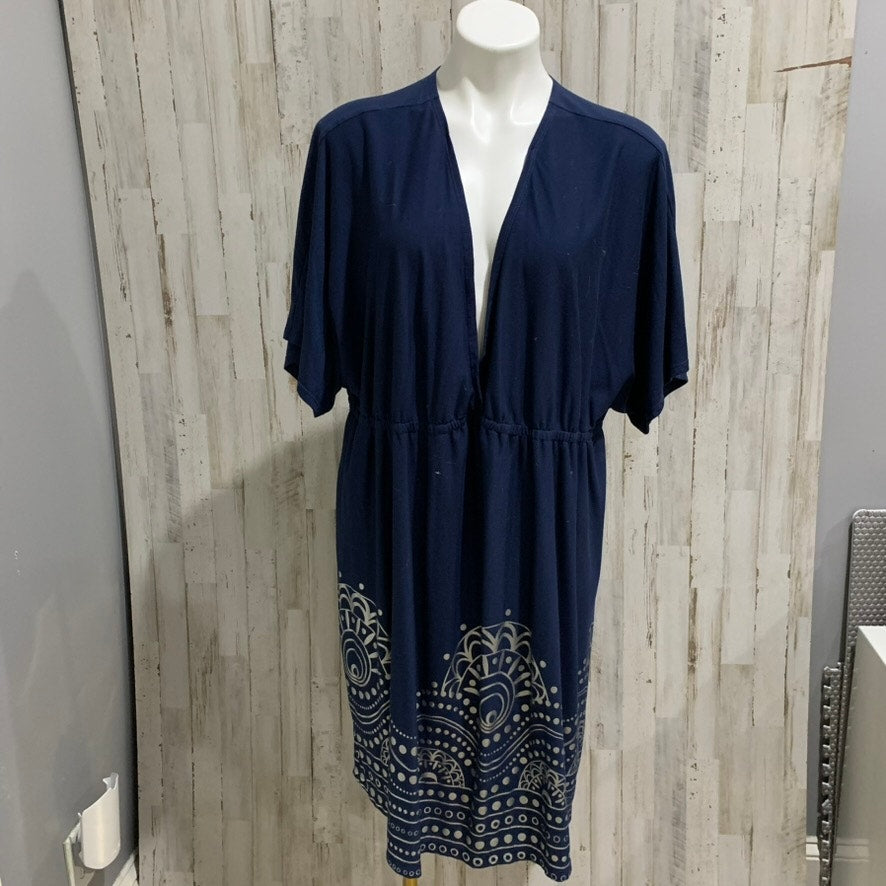 Swimsuits For All Cover Up Womens Medium Blue Geometric