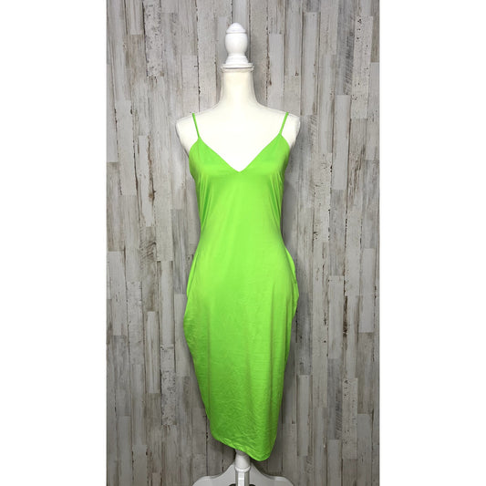 Fashion Nova Women's Large Neon Green Bodycon Sleeveless Backless Midi Dress