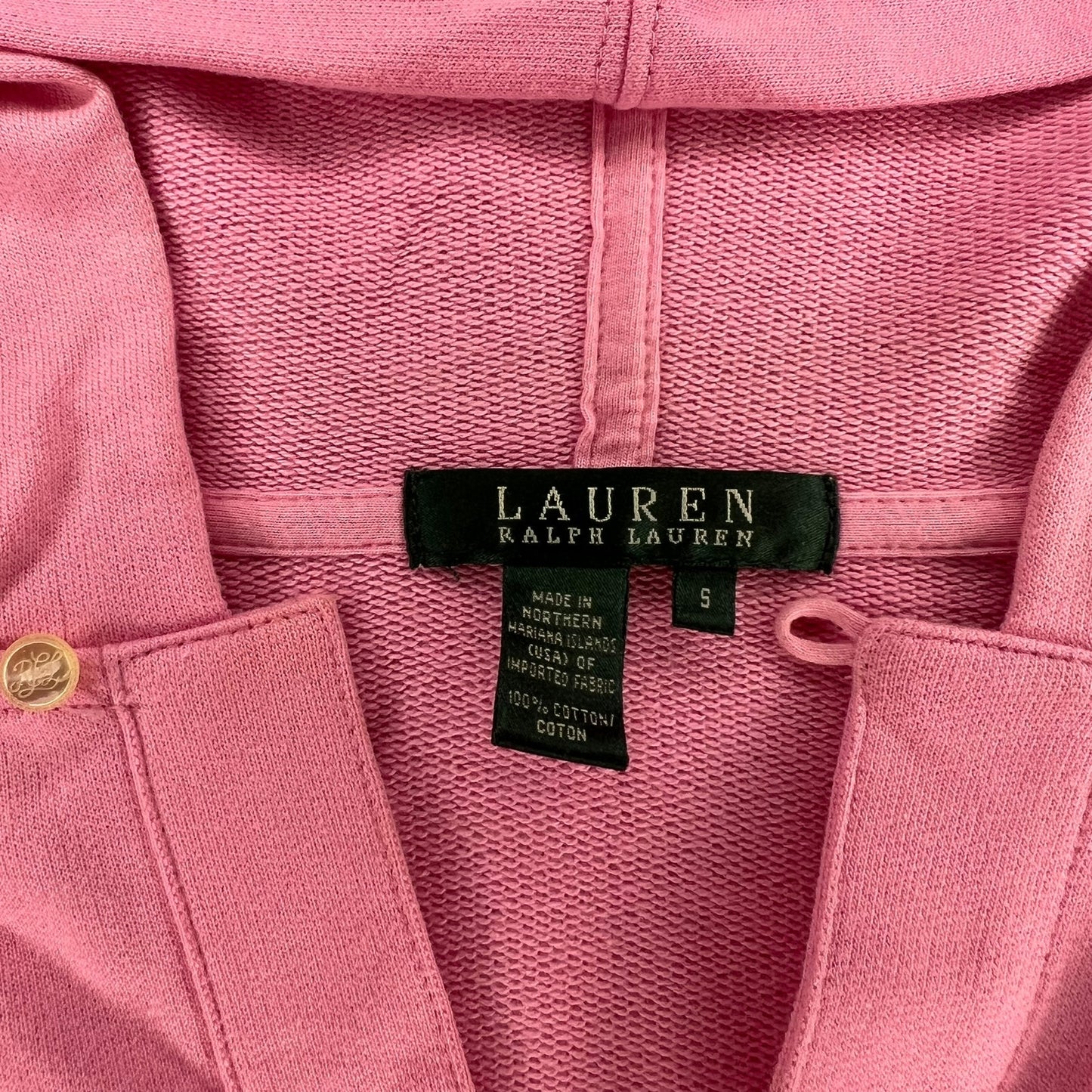 Lauren Ralph Lauren Women's Small Pink Hooded V-Neck Pullover Sweatshirt