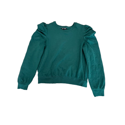 Express Women's Medium Green Puff Sleeve Crewneck Pullover Sweater