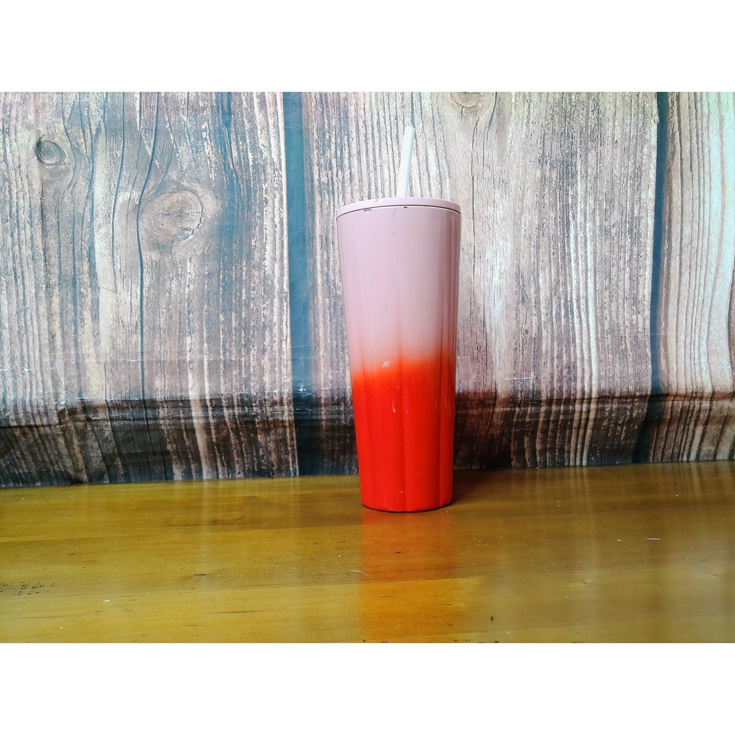 Starbucks Tumbler Pink to Red Gradient w/ Lid & Straw 24 oz