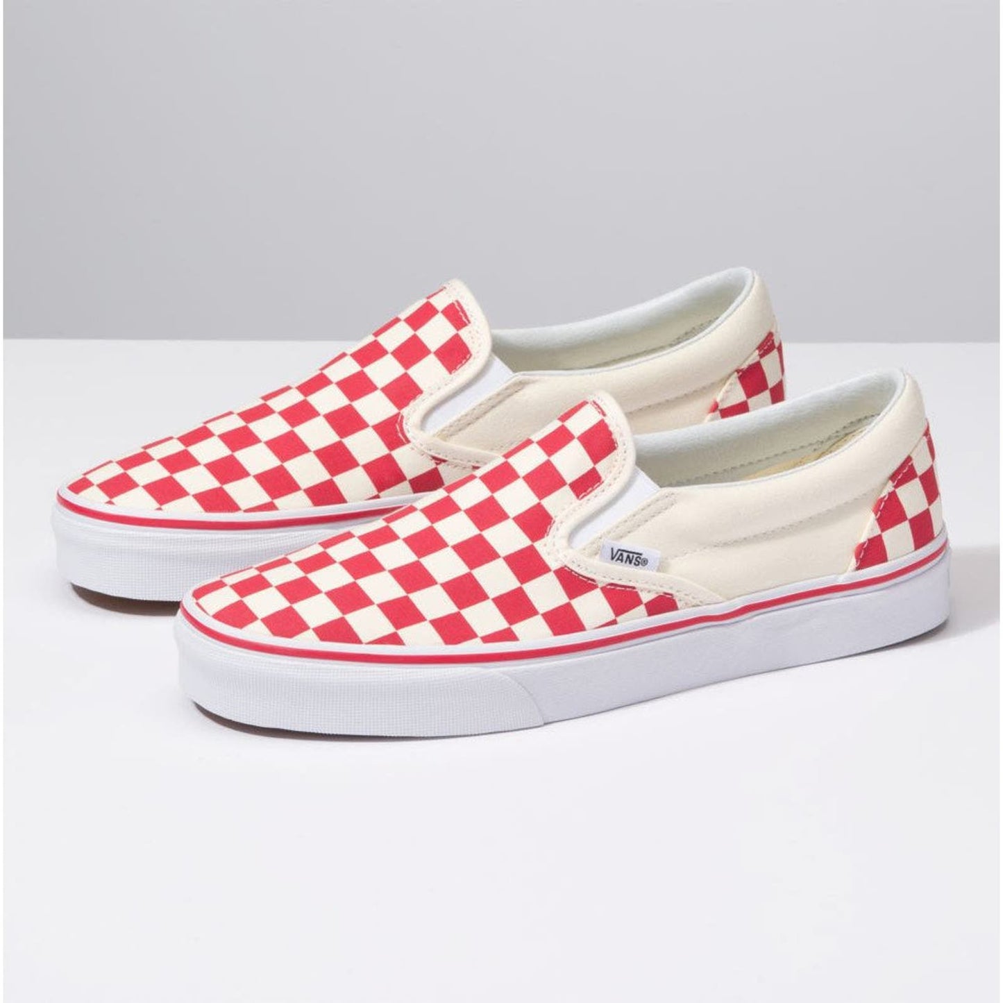 Vans Classic Red Checkerboard Slip-On Unisex Sneakers Men's 5.5 / Women's 7.0