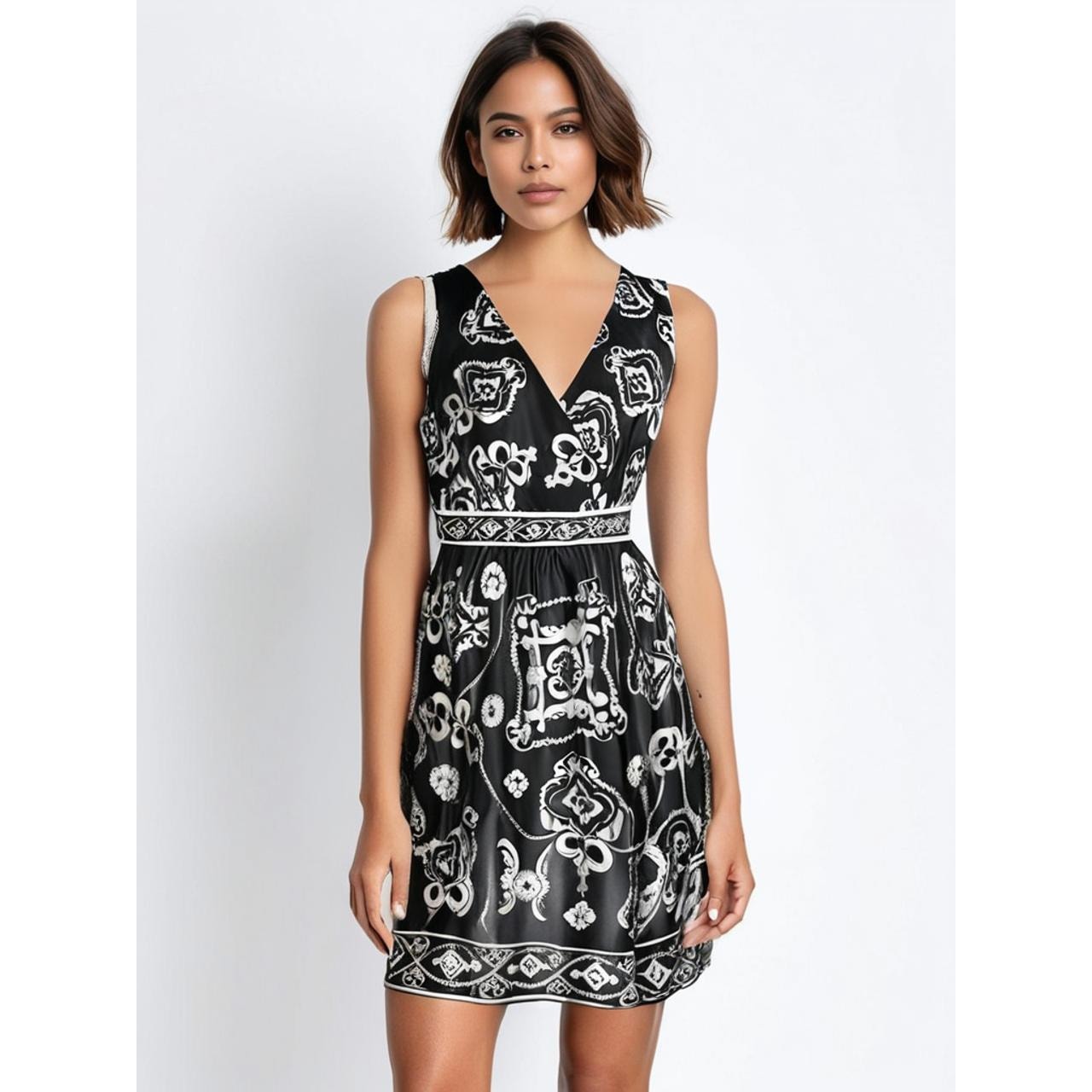 White House Black Market Women's Size 14 Black Geometric Dress