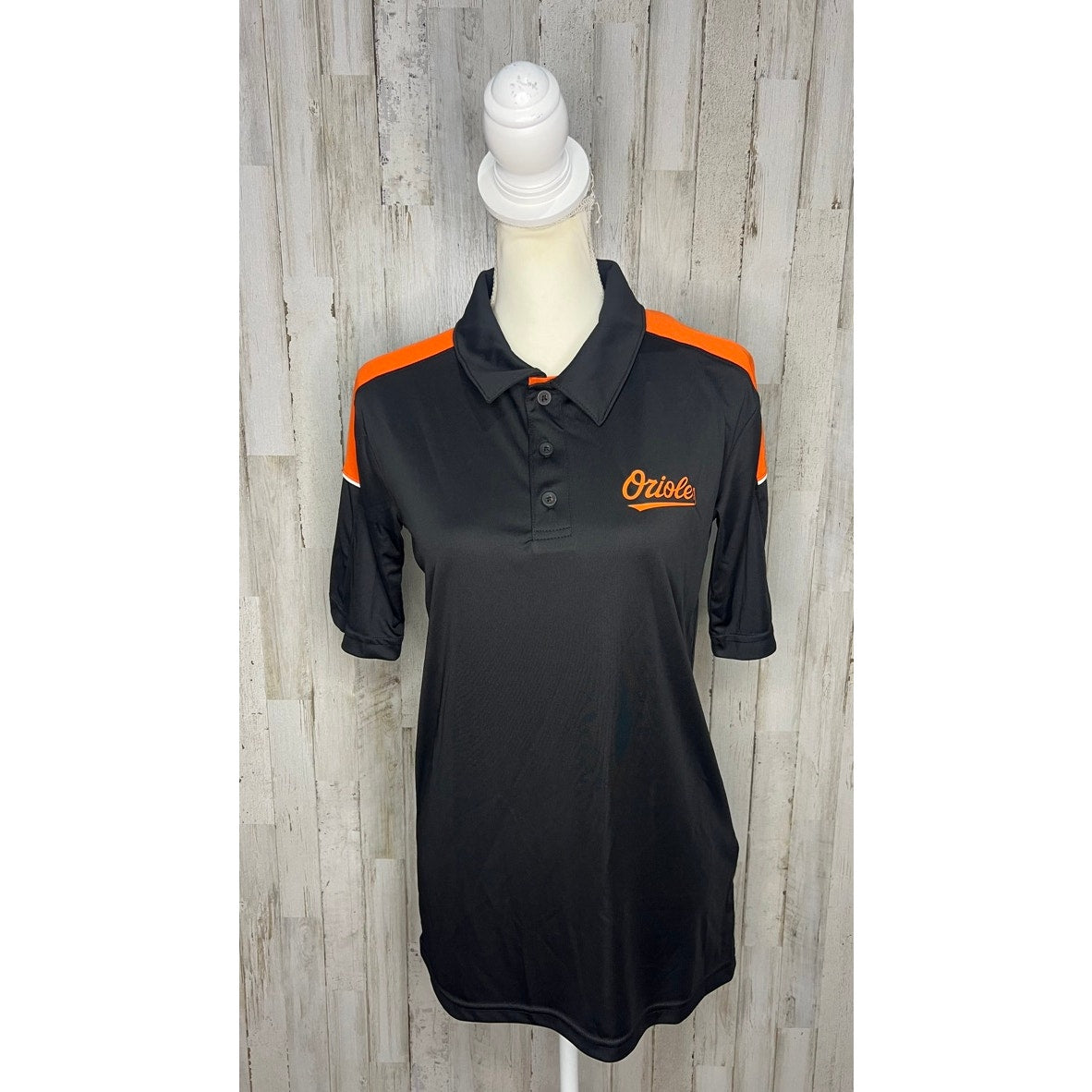 NWT MLB Baltimore Orioles Men's Polo Shirt Black Size Small Short Sleeve