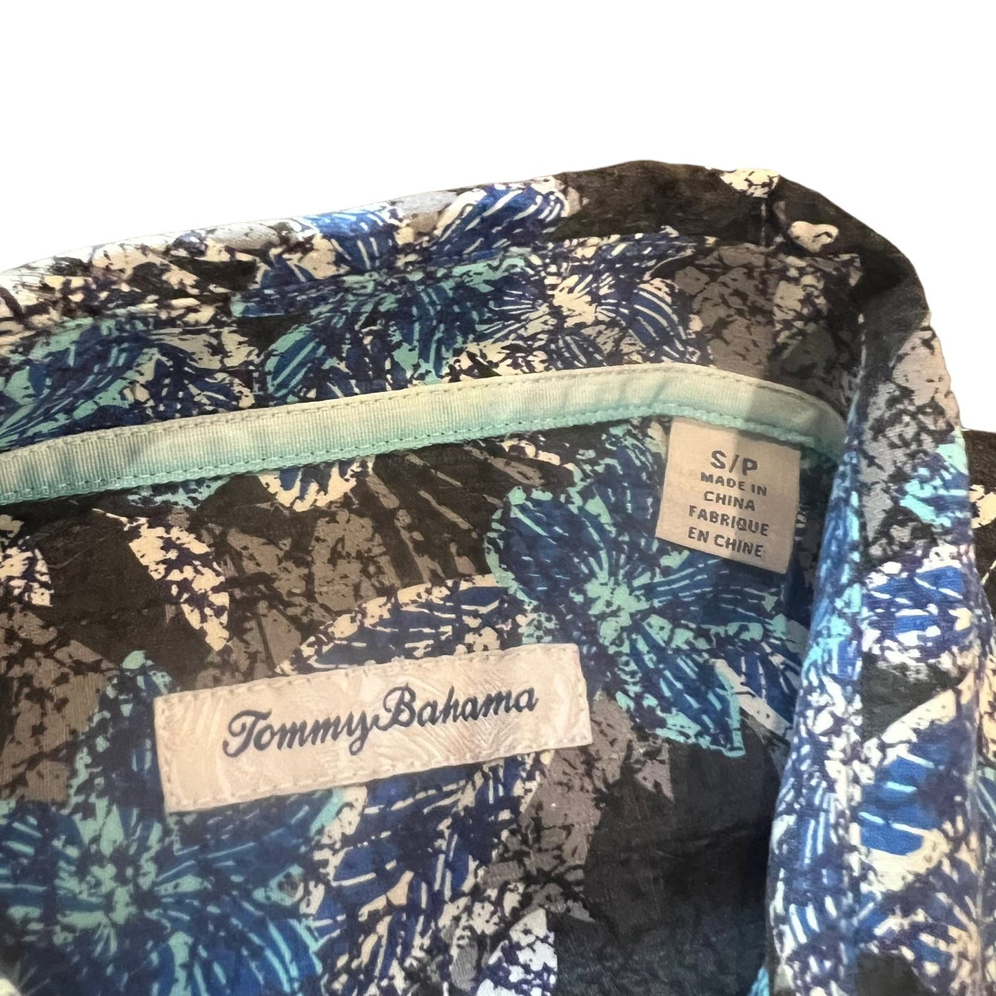 Tommy Bahama Men's After Hours Blooms Short Sleeve Black/Blue Camp Shirt - Men’s Small