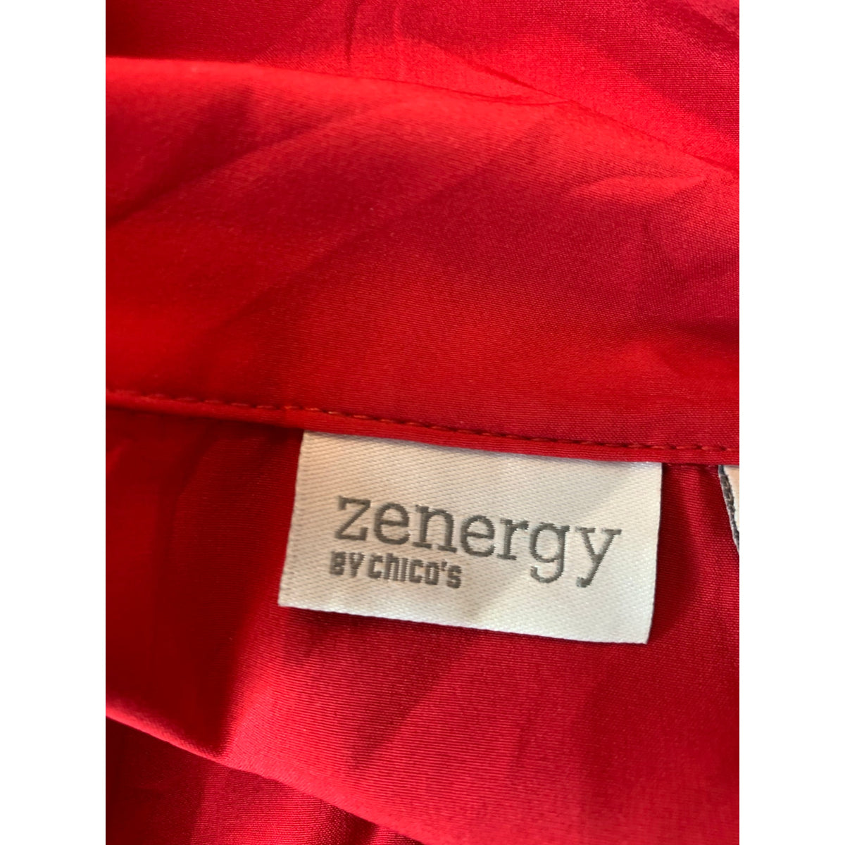 Zenergy by Chico's Vest Womens 2(12/L) Red Quilted Zip Front Gold