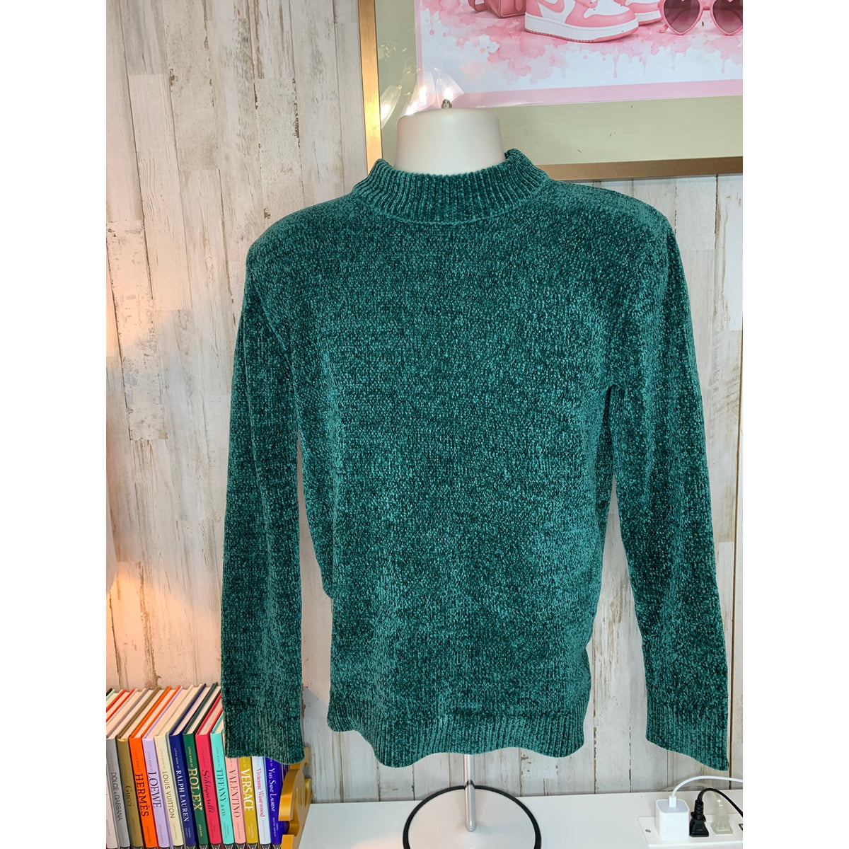 Rare Rabbit Sweater Mens Small Dark Green Teal Crew Neck Pullover Knit Size Small