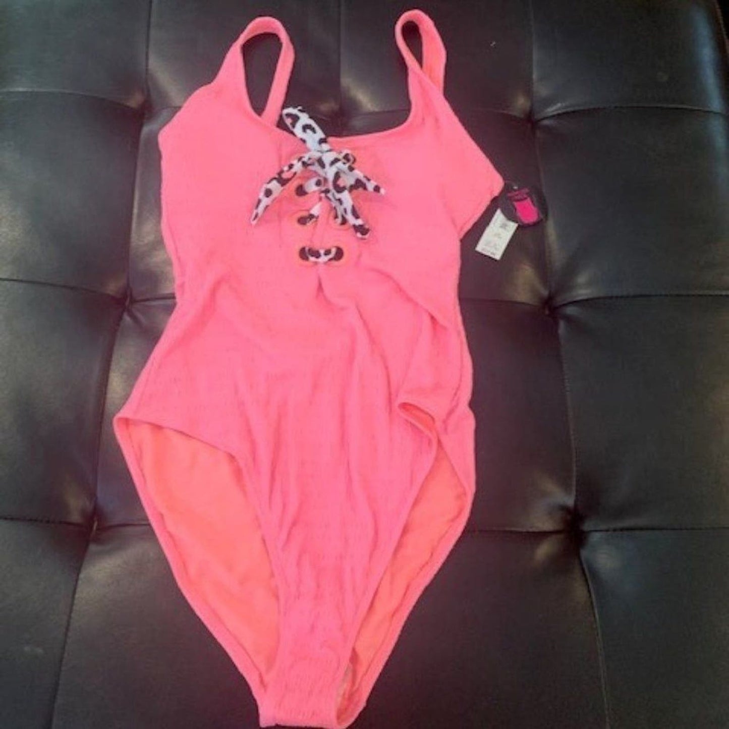 No Boundaries Pink Lace-up One Piece L NWT