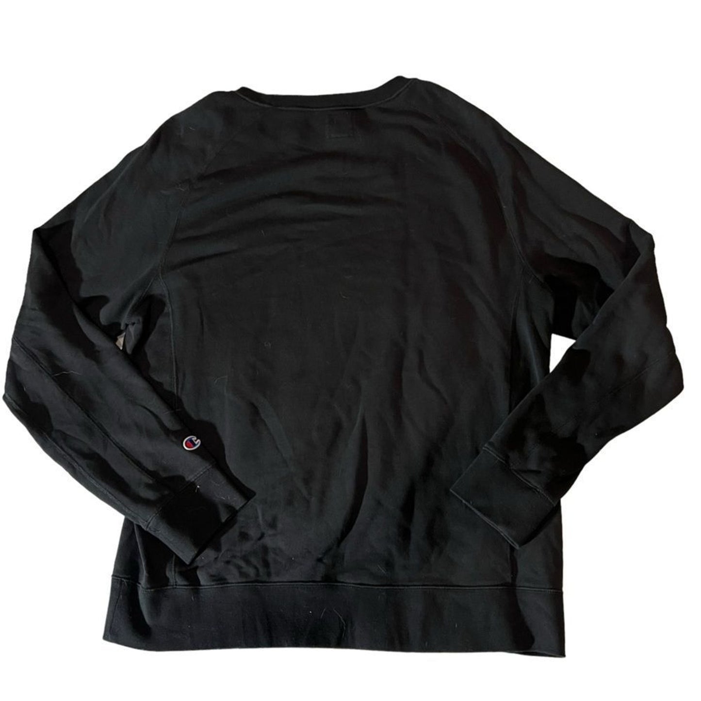 Champion Sweatshirt Womens Size Large Black Crewneck Pullover Fleece Logo