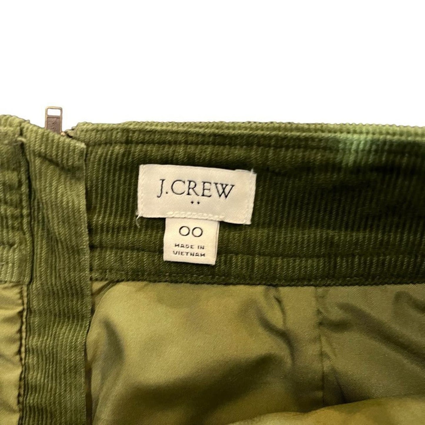 J. Crew Green Corduroy Skirt Size 00