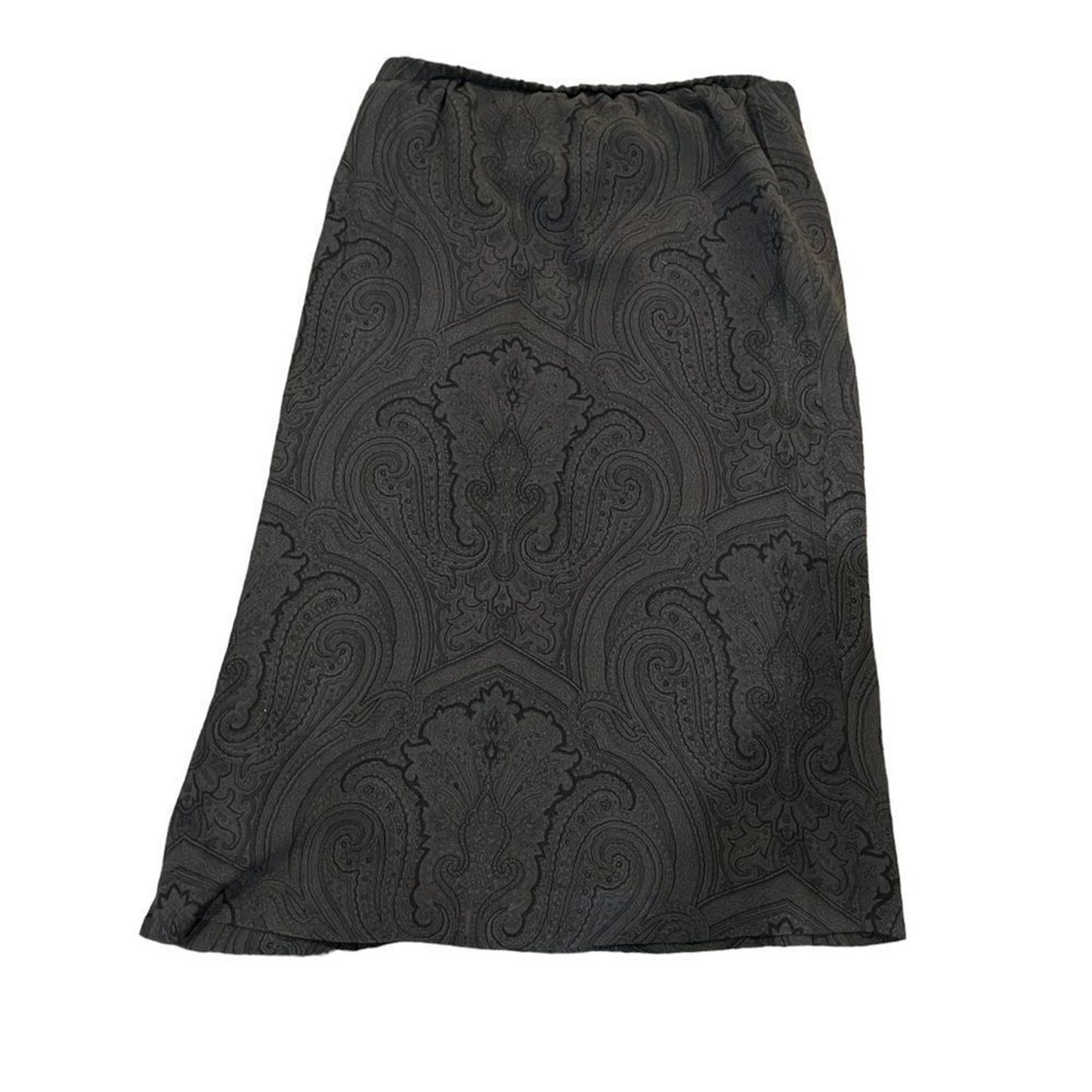 Vintage Talbots Collection Skirt Womens Size 8 Black Paisley Jacquard Midi Lined