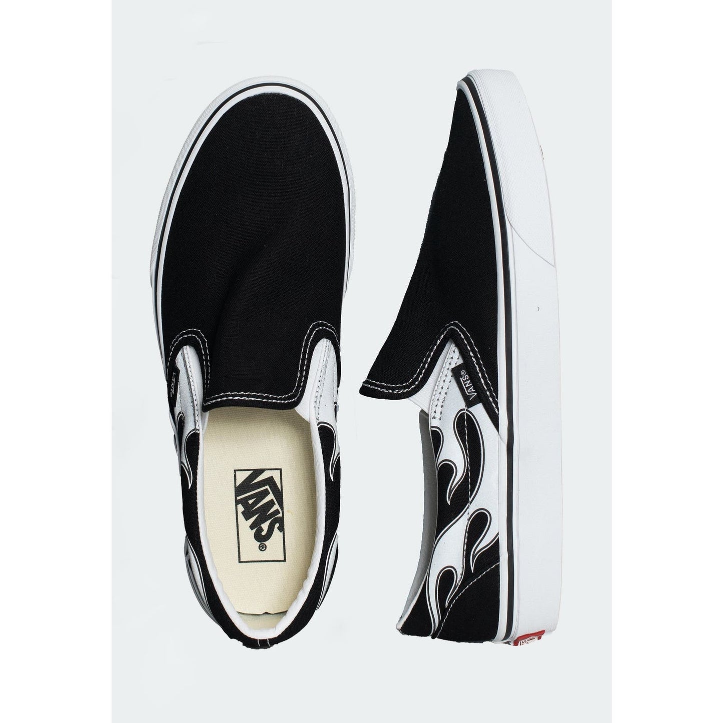 VANS Classic Slip-On Reflective Flame Black unisex Canvas Sneakers Men4/Women5.5