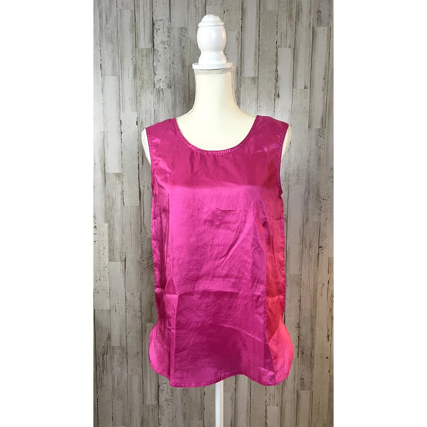 Vintage Leslie Fay Options Women's Sleeveless Hot Pink Tank Top Size 10