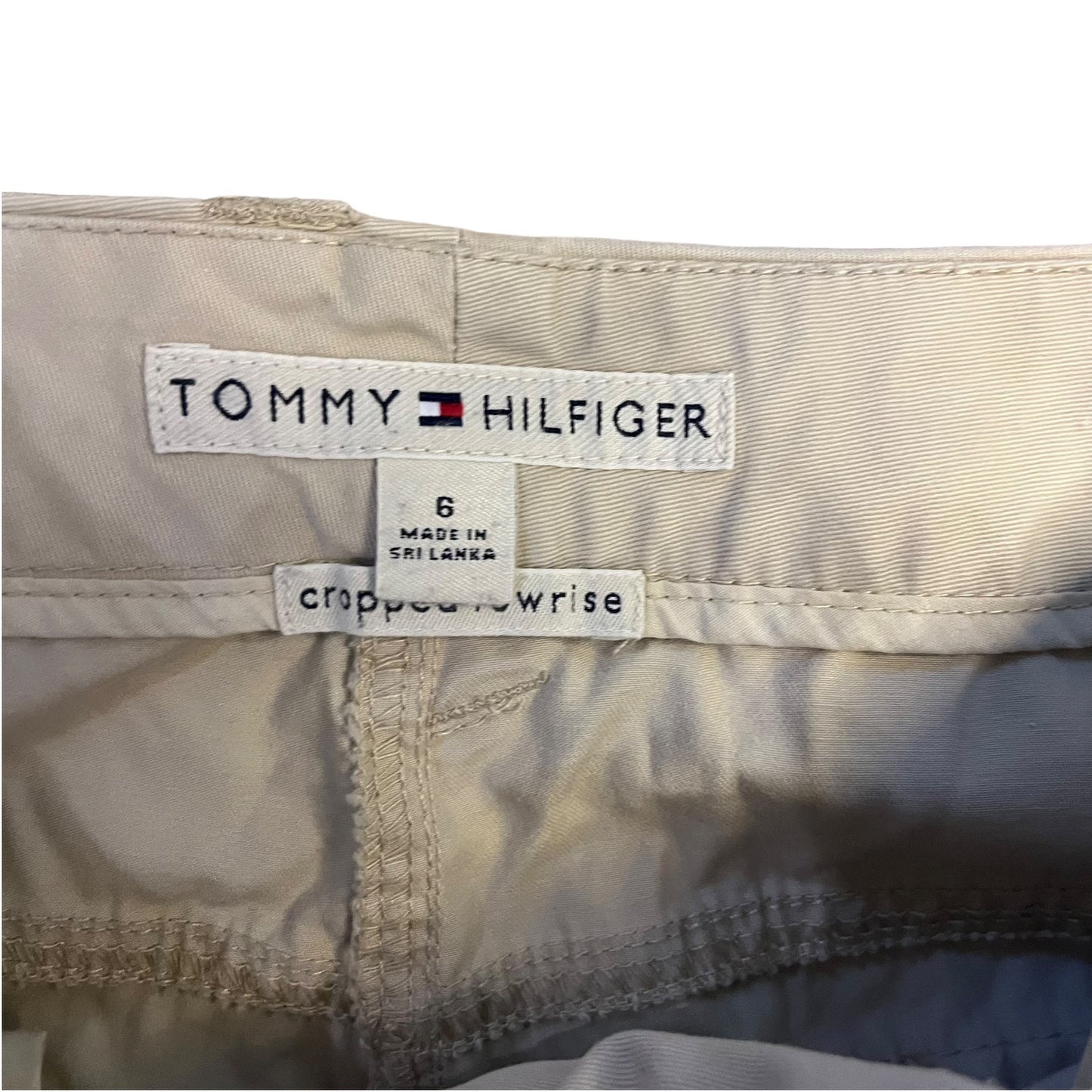 Tommy Hilfiger Women's Size 6 Khaki Cropped Low Rise Wide Leg Pants