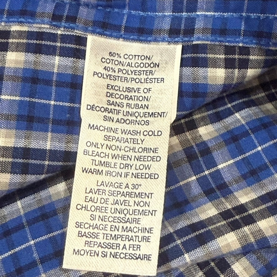 Chaps Men's Blue Plaid Long Sleeve Button-Down Shirt Size Large