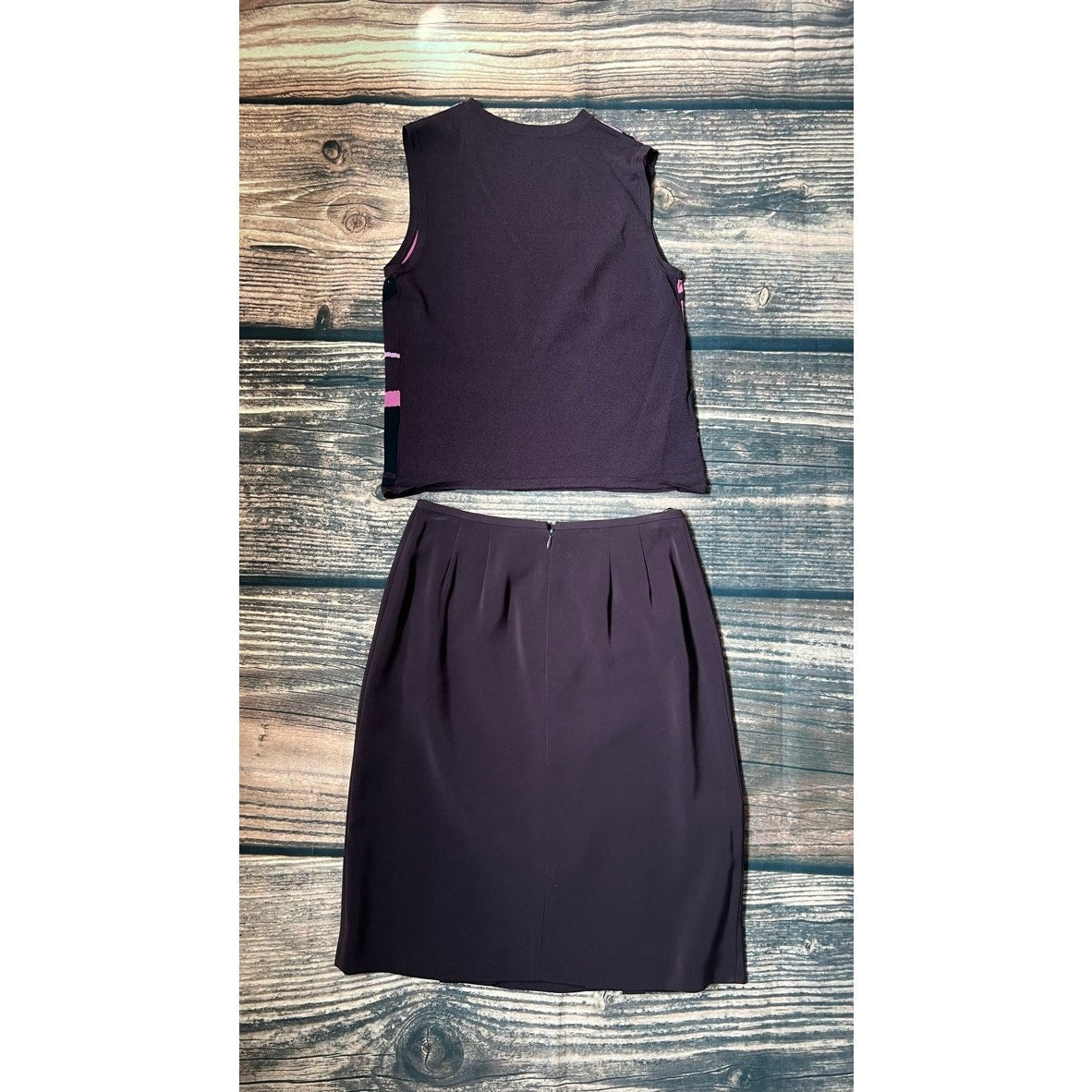 Kasper Women's Petite Purple Geometric Sleeveless Top & Skirt Set 2P