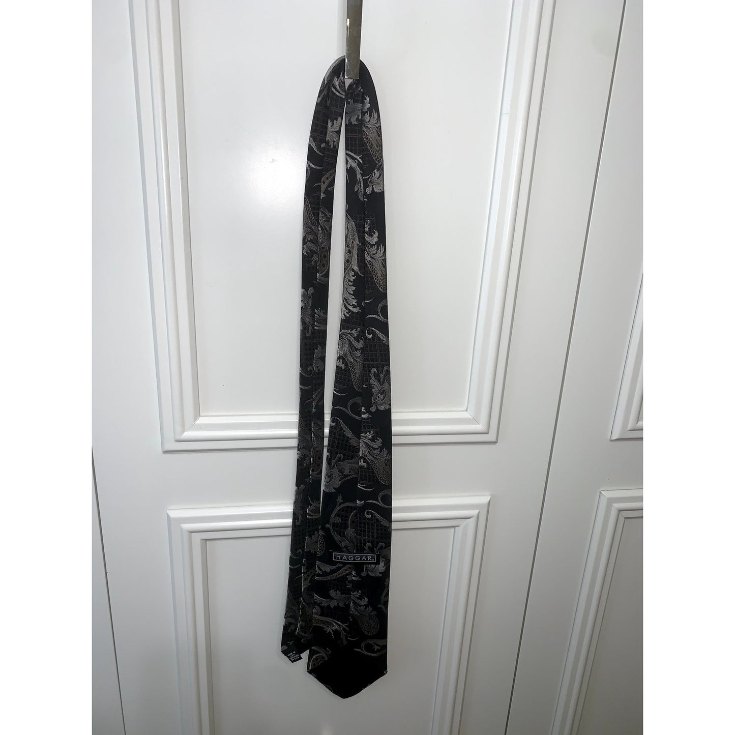 Haggar Men's Black Paisley Designer Necktie Classic Width