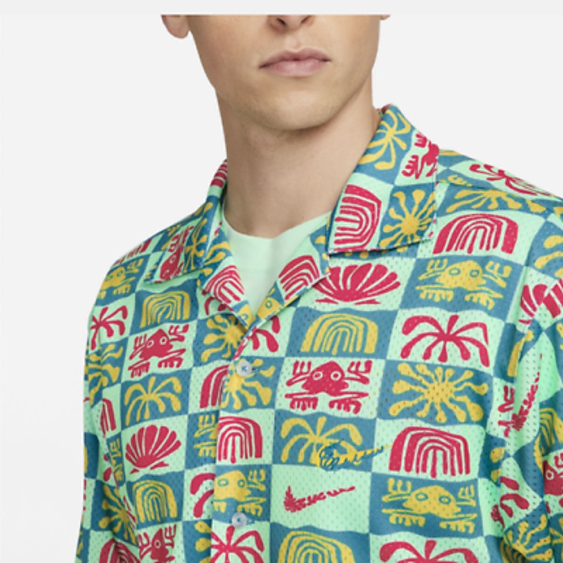 Nike Mesh Button-Up Hawaiian Resort Camp Shirt Men's Small DRI-FIT