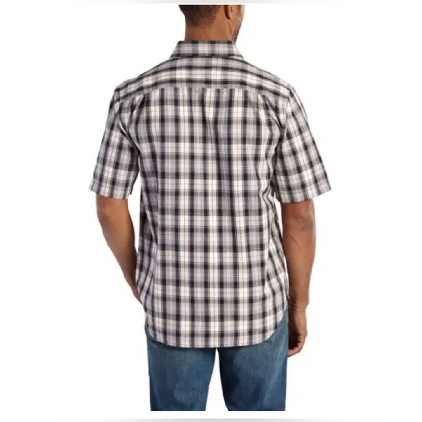 Wrangler Short Sleeved Button Down Grey Plaid Shirt