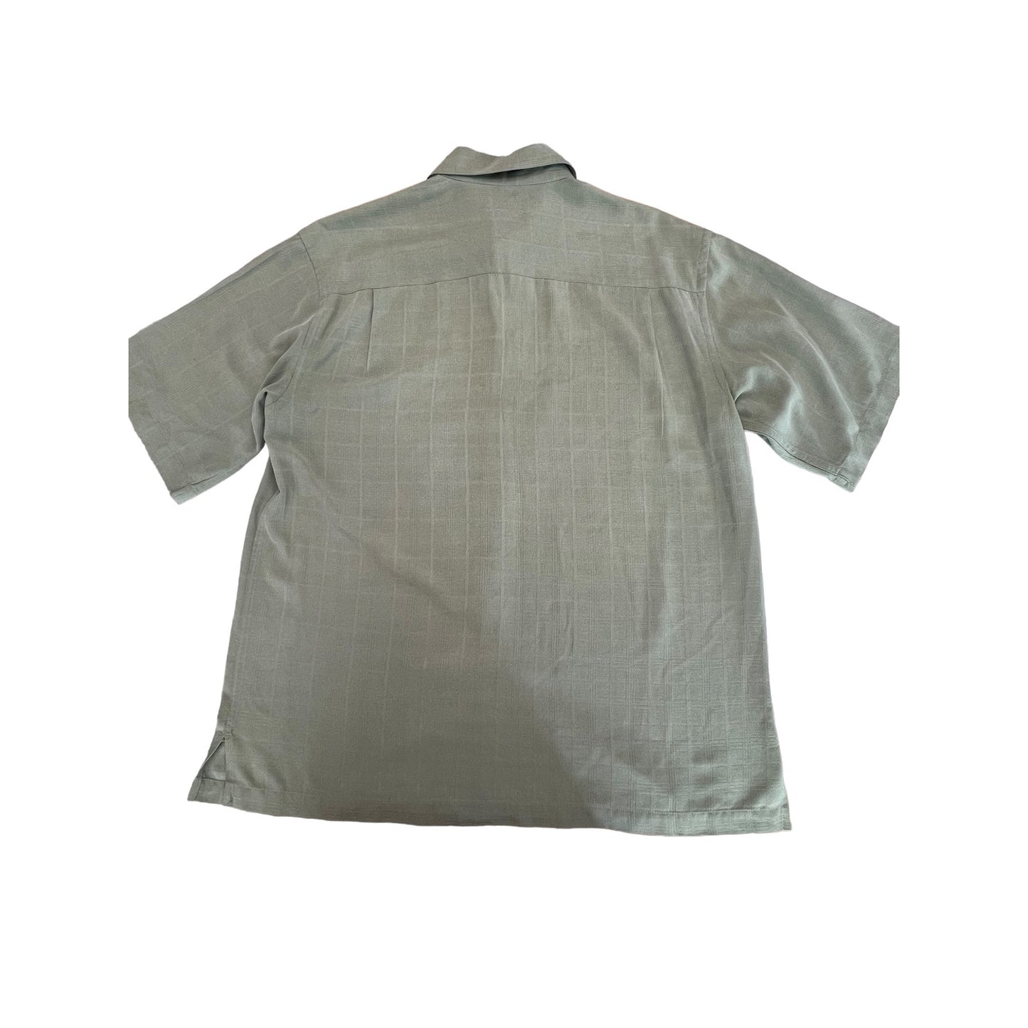 Silk Icon Men's Medium 100% Silk Seafoam Green Short Sleeve Button-Down Shirt