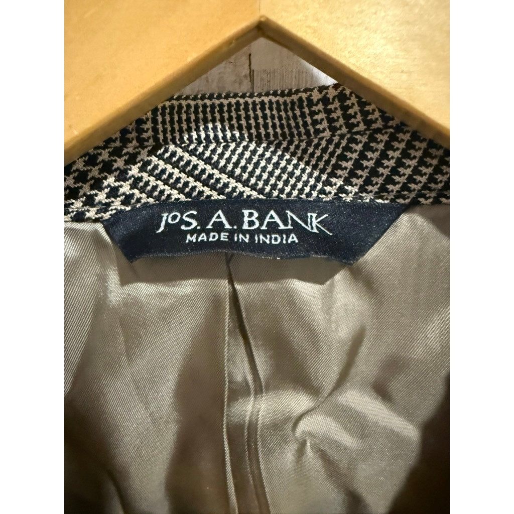 Jos. A. Bank Sport Coat Blazer Mens 44R Glen Plaid Black White Gray