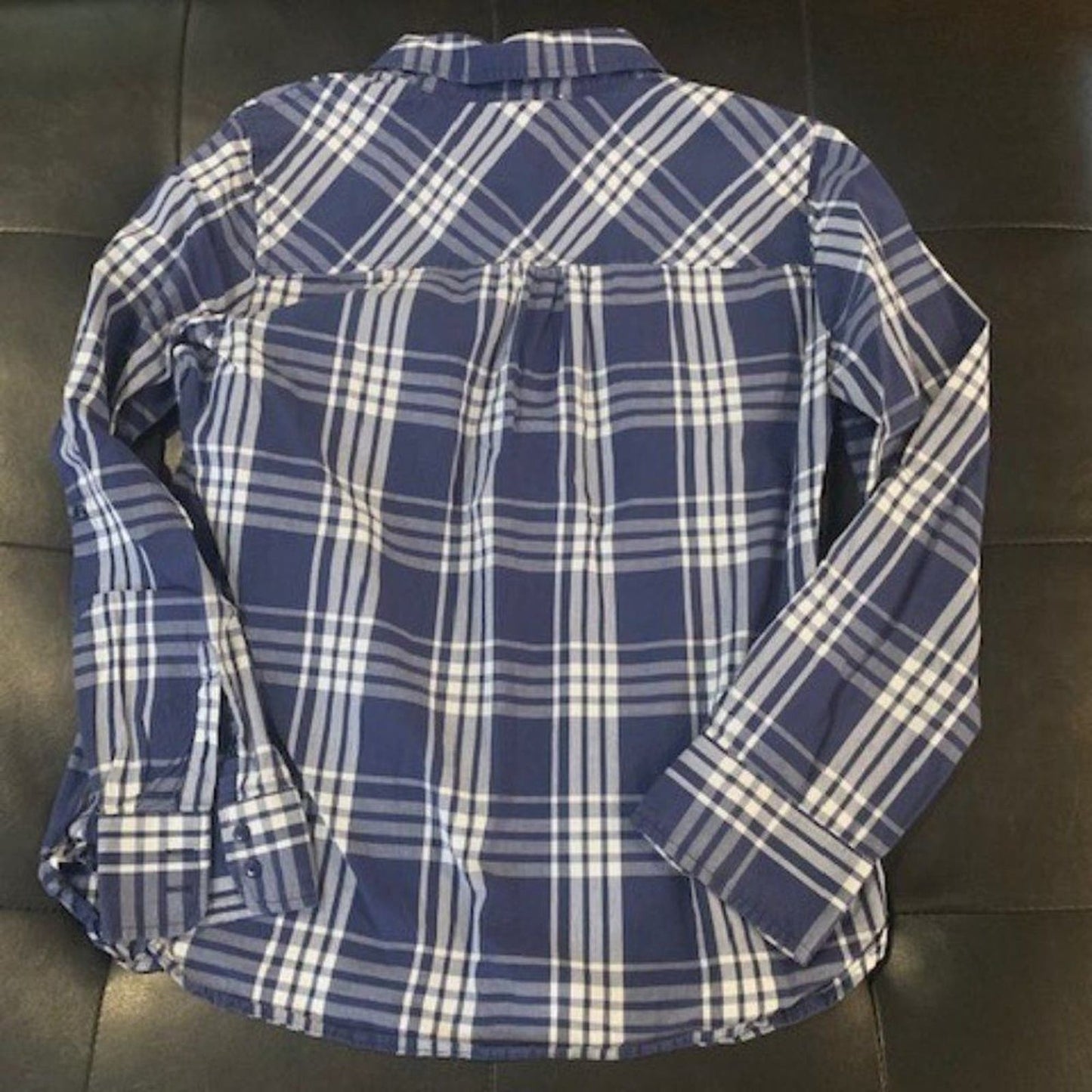Kenar blue plaid button down shirt L EUC
