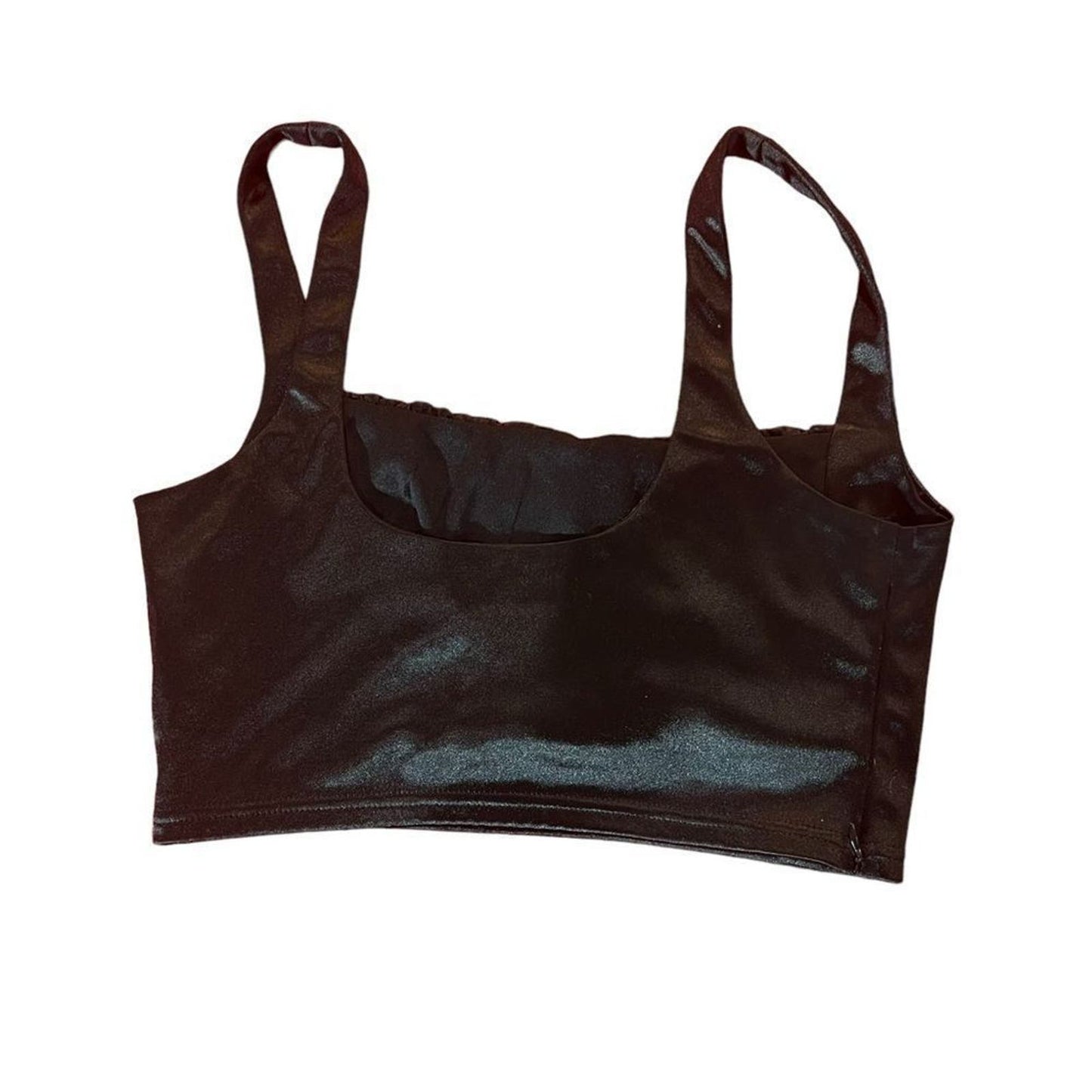 Adika Slick Satin Finish Black Crop Top Size Medium