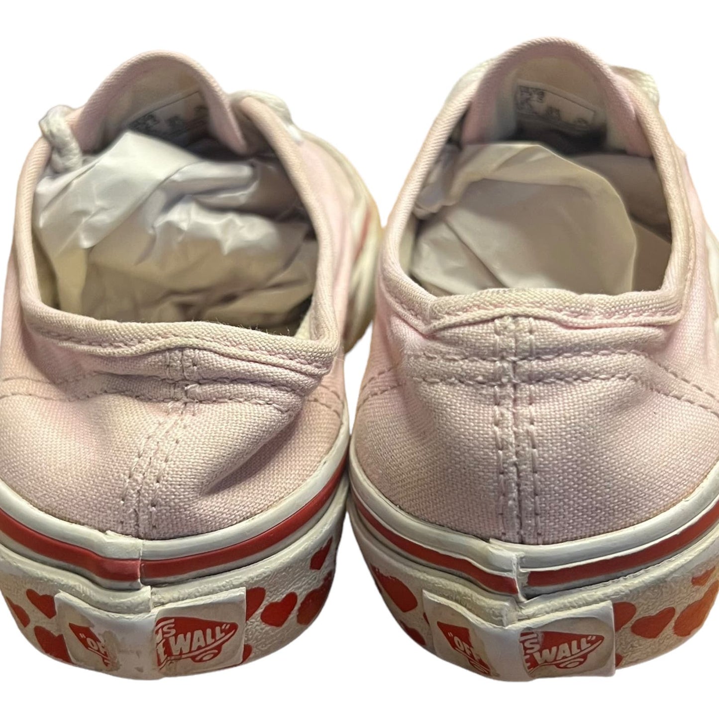 Vans Authentic Pink Heart Tape Canvas Low Top Lace Up Sneakers Kids Size 12.5