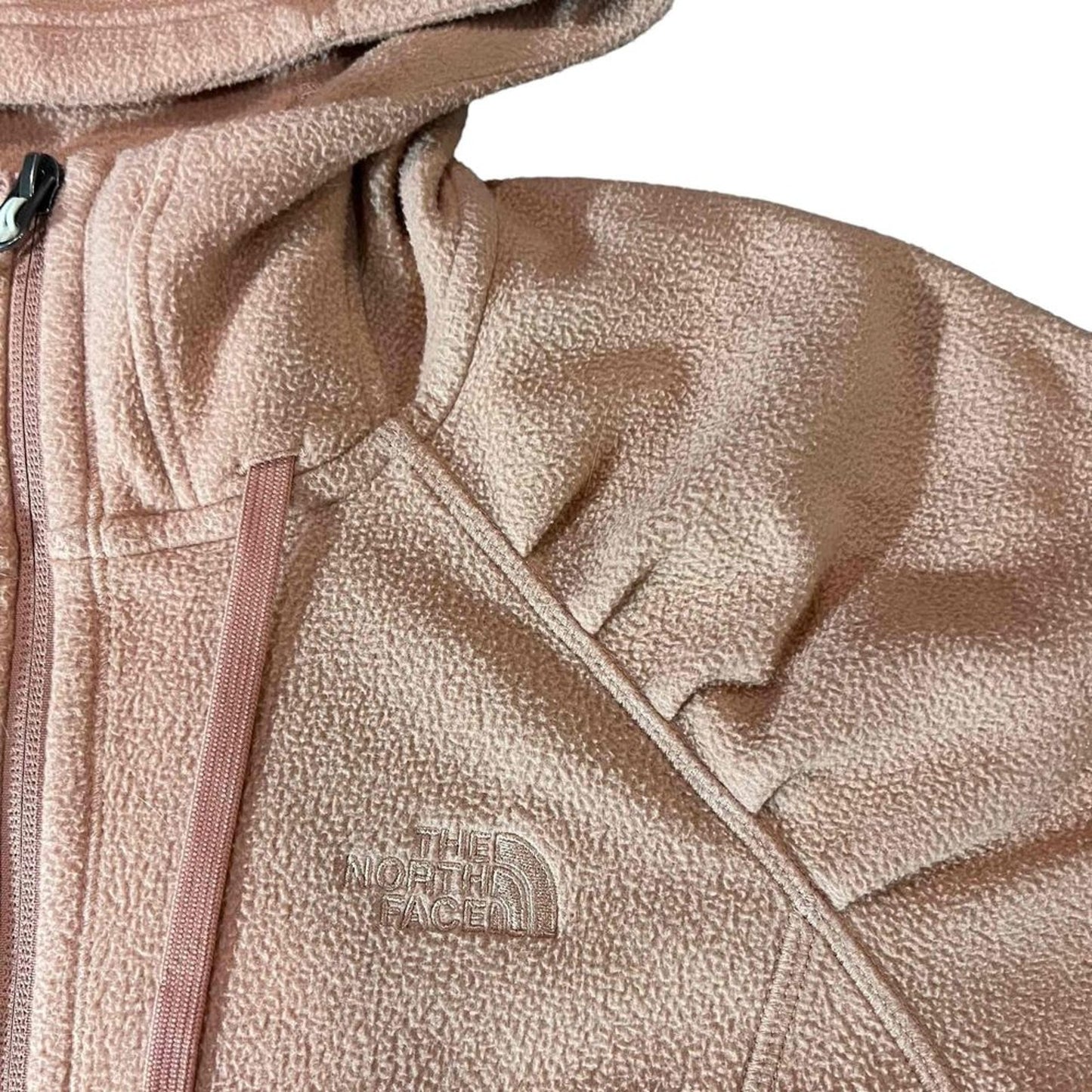 The North Face Womens Full Zip Fleece Hoodie Jacket Peach Tan Size Medium