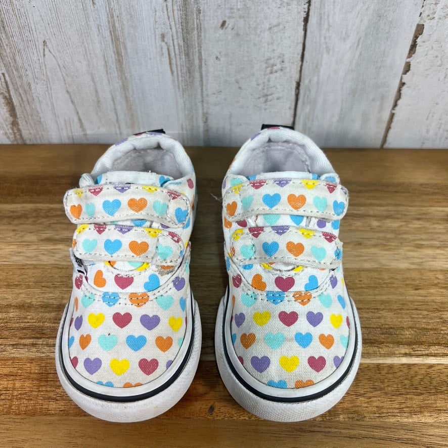 Vans Doheny V Toddler Size 4 Rainbow Hearts Velcro Skate Shoes