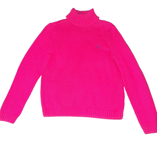 Vintage Lauren Ralph Lauren Women's Medium Pink Knit Turtleneck Sweater