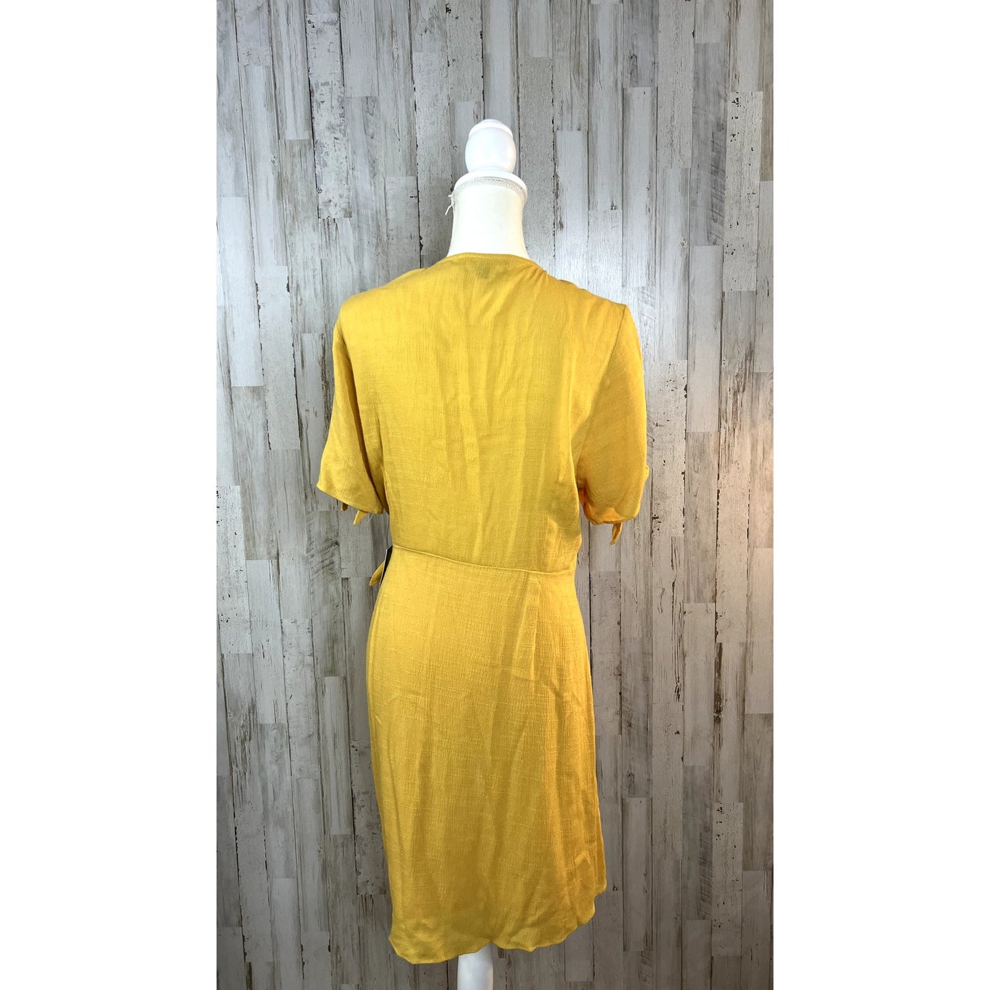 NWT Lulus My Philosophy Golden Yellow Wrap Dress XL Short Sleeve Summer V-Neck