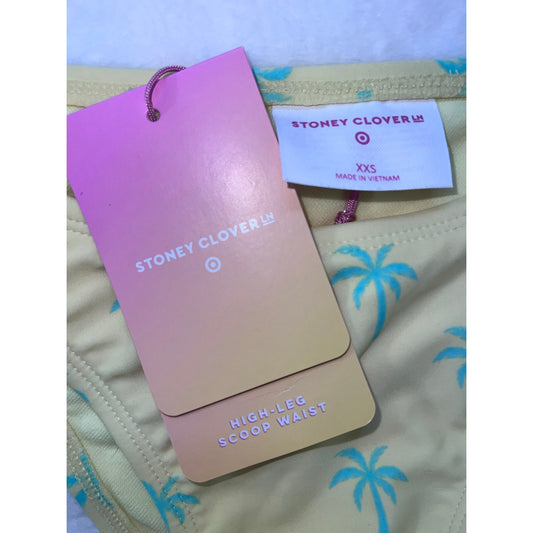 NWT Stoney Clover Lane x Target Palm Tree High-Leg Bikini Bottoms XXS Yellow
