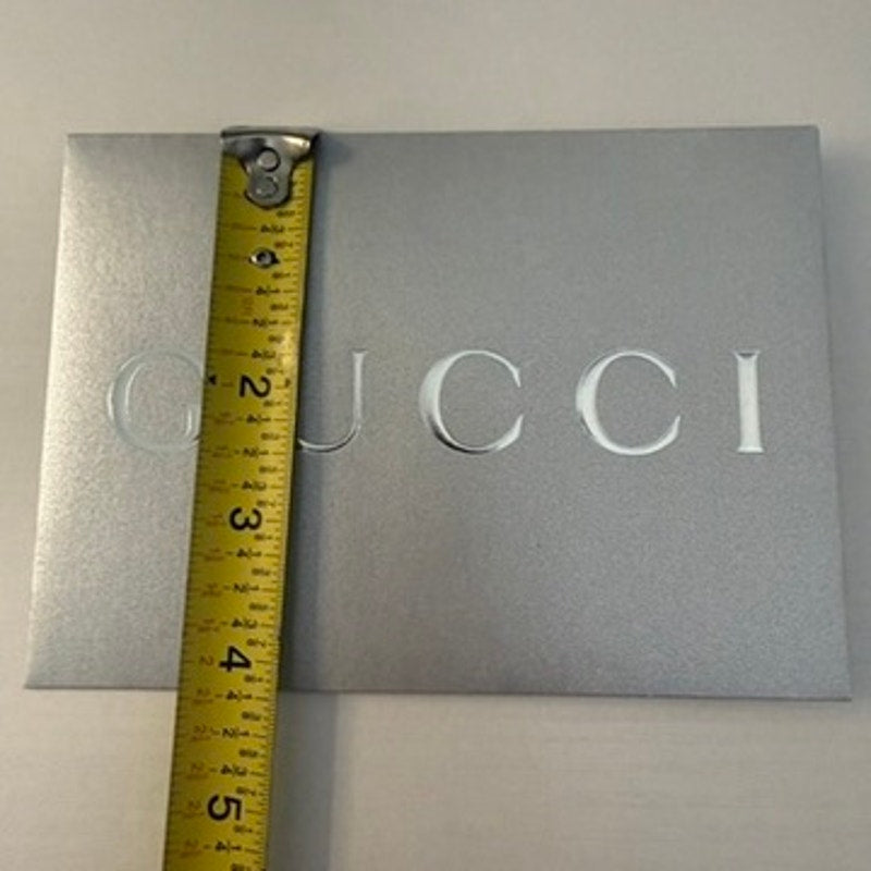 Gucci Envelope Gift Card Holder Silver Metallic Embossed Logo