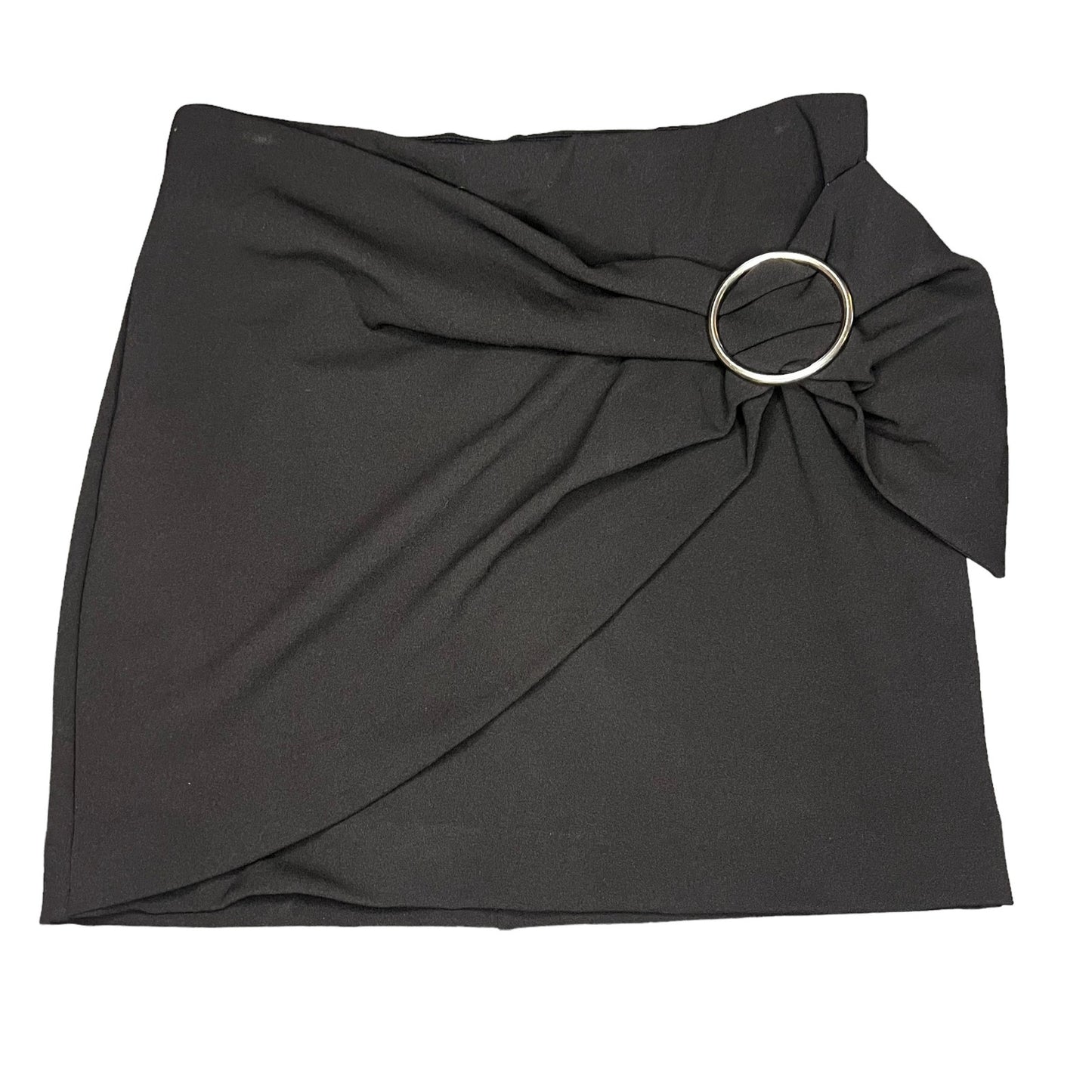 Express Women's Black Draped Mini Skirt O-Ring Buckle Detail Size Small