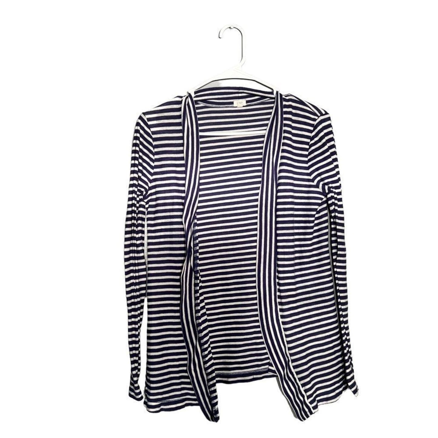 J. Crew Blue & White Striped Open Front/Flyaway Style Cardigan Lightweight