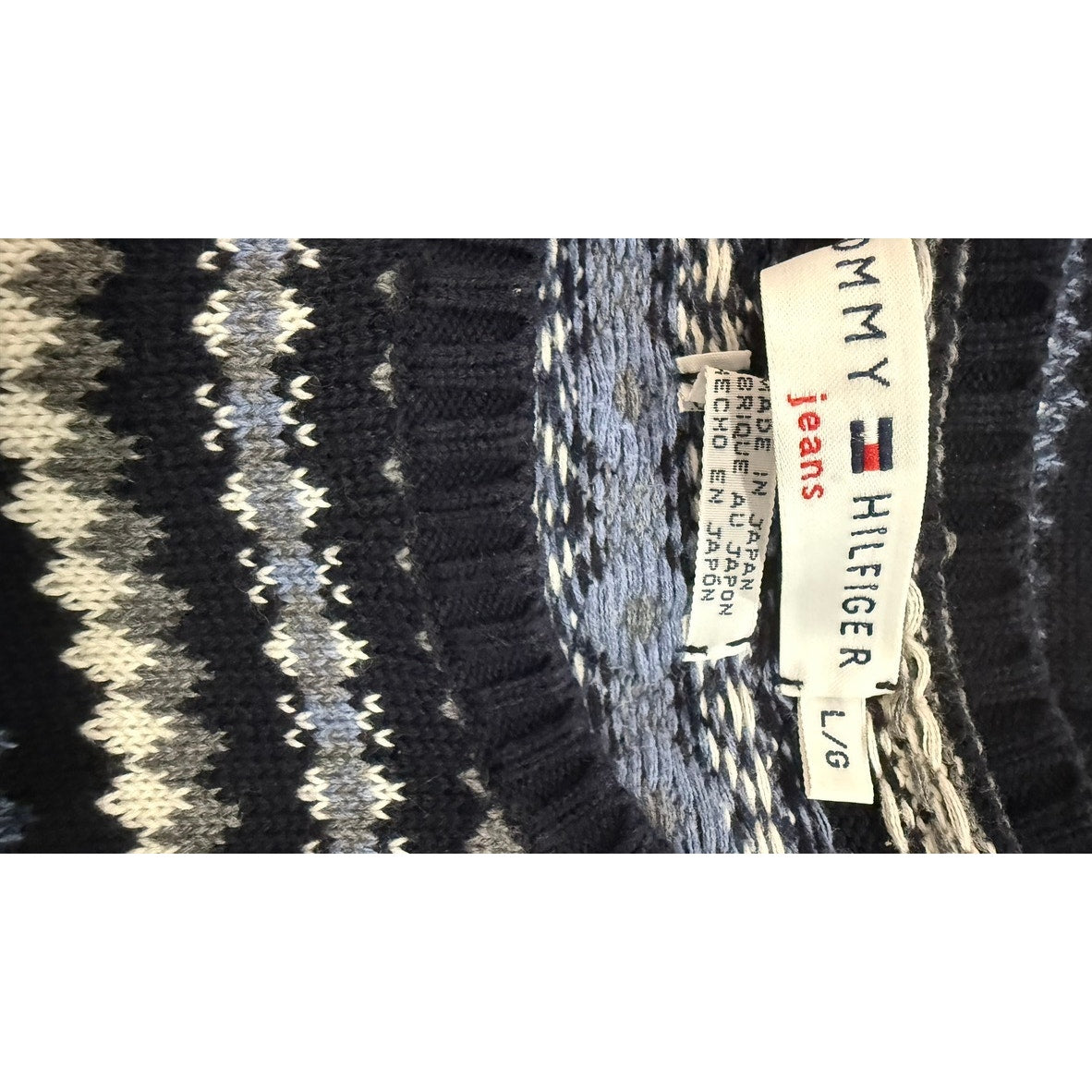 Tommy Hilfiger Men's Large Multicolor Geometric Crew Neck Sweater