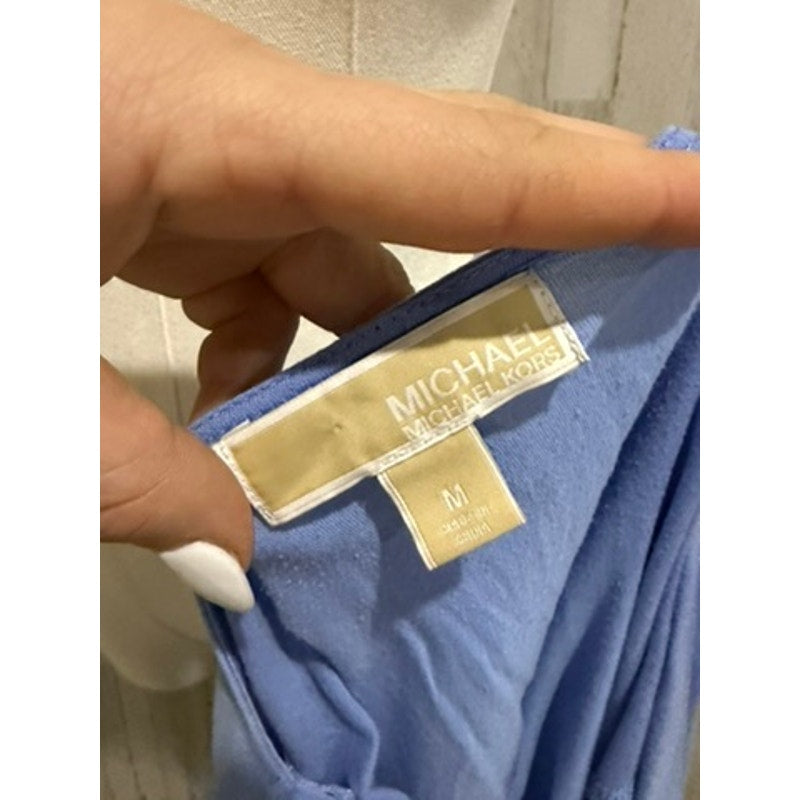 Michael Michael Kors Blouse Women's Medium Blue Twist Front Knot Tunic Top