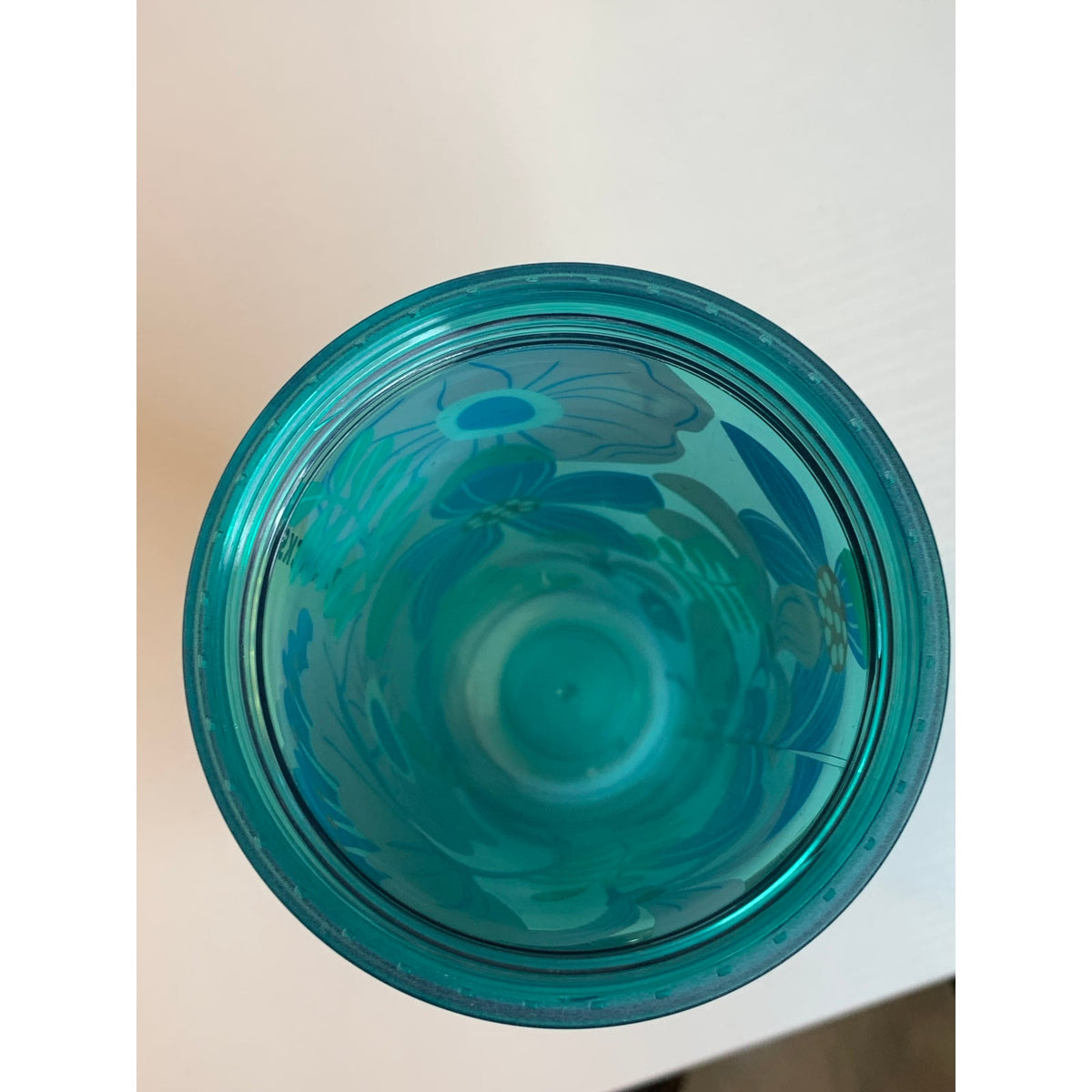 Starbucks Cold Cup Tumbler 24 oz Blue Teal Floral w/ Lid & Straw