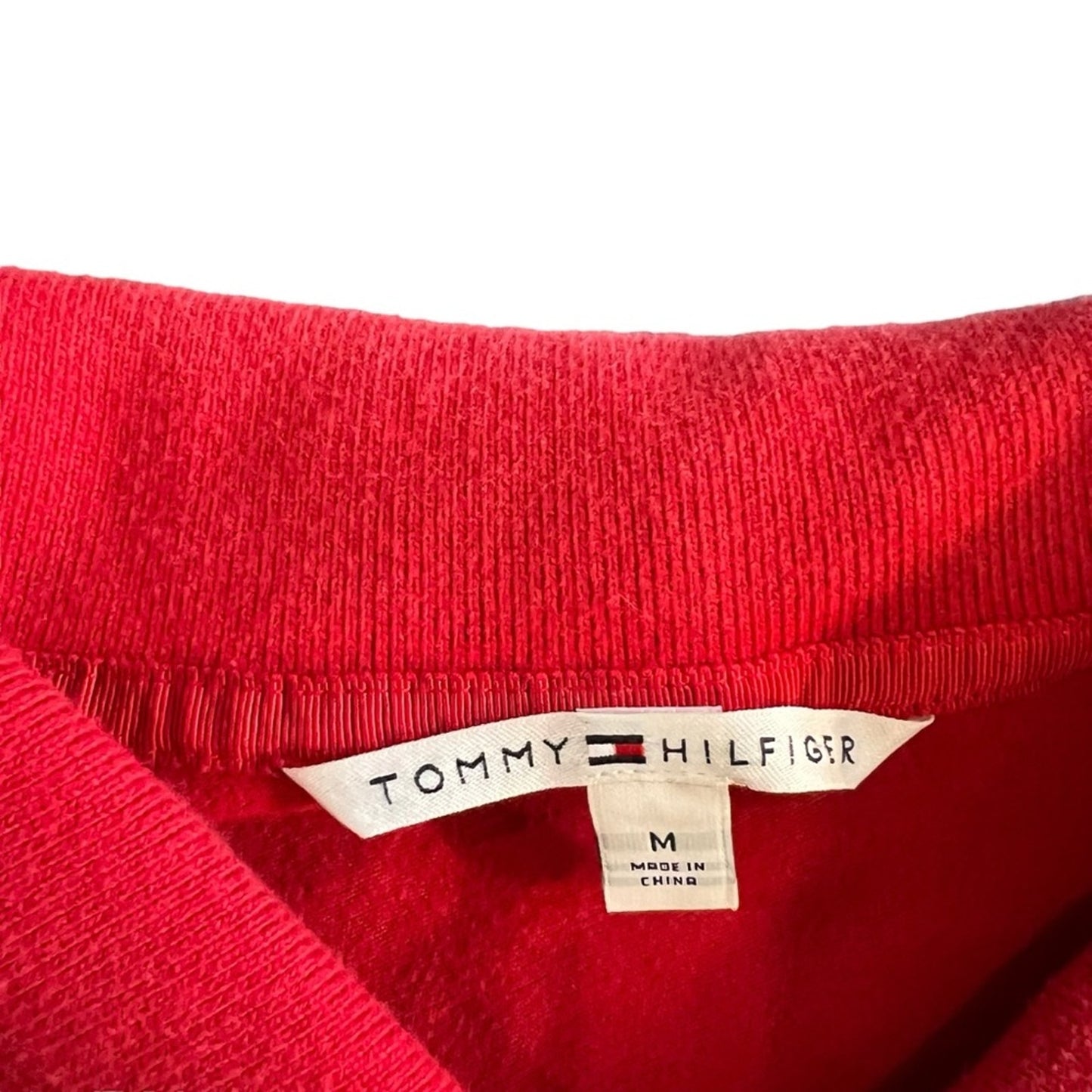 Tommy Hilfiger Polo Shirt Womens Medium Red Short Sleeve Embroidered Flag Logo