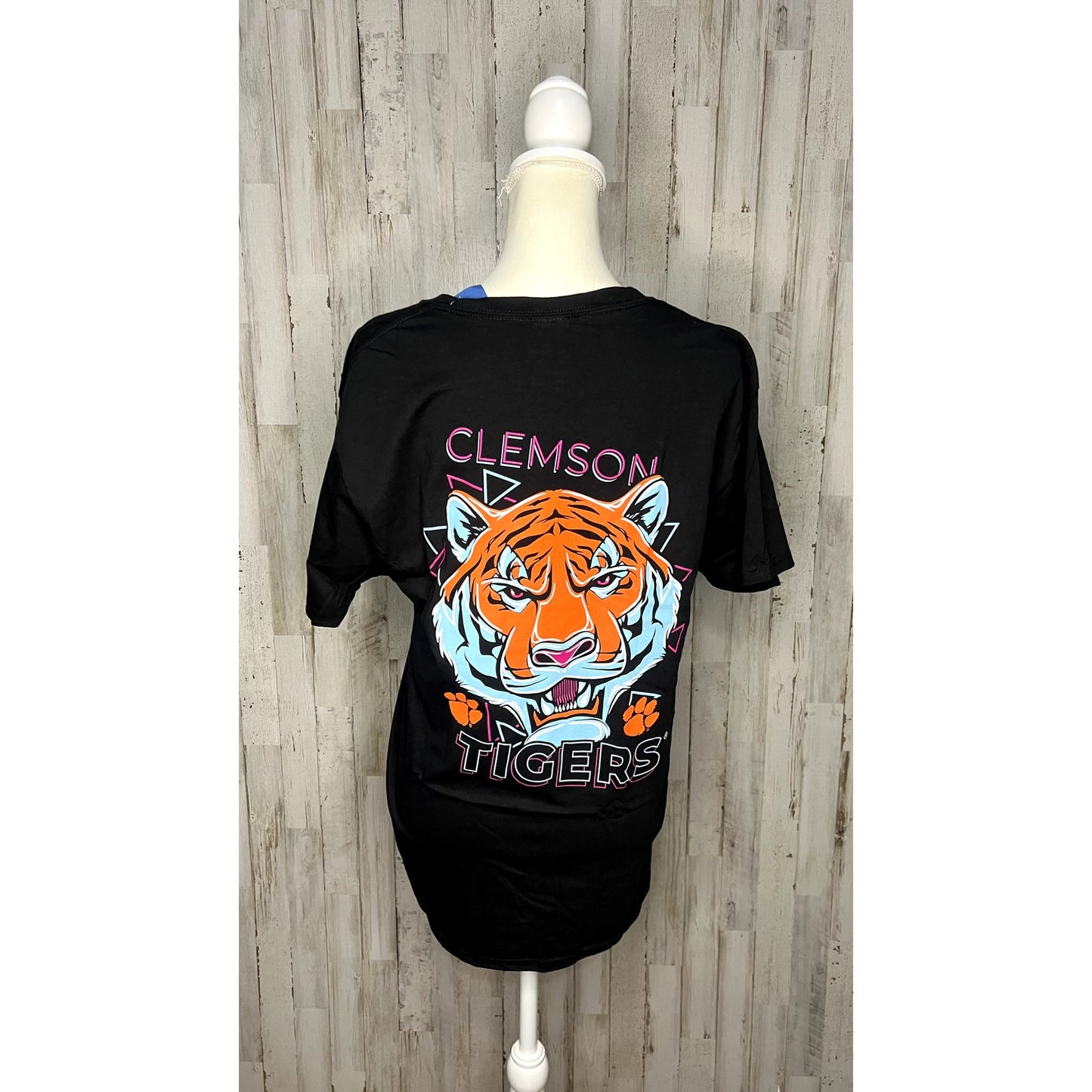 Clemson Tigers Women's Medium Black & Neon Short Sleeve Casual Summer T-Shirt