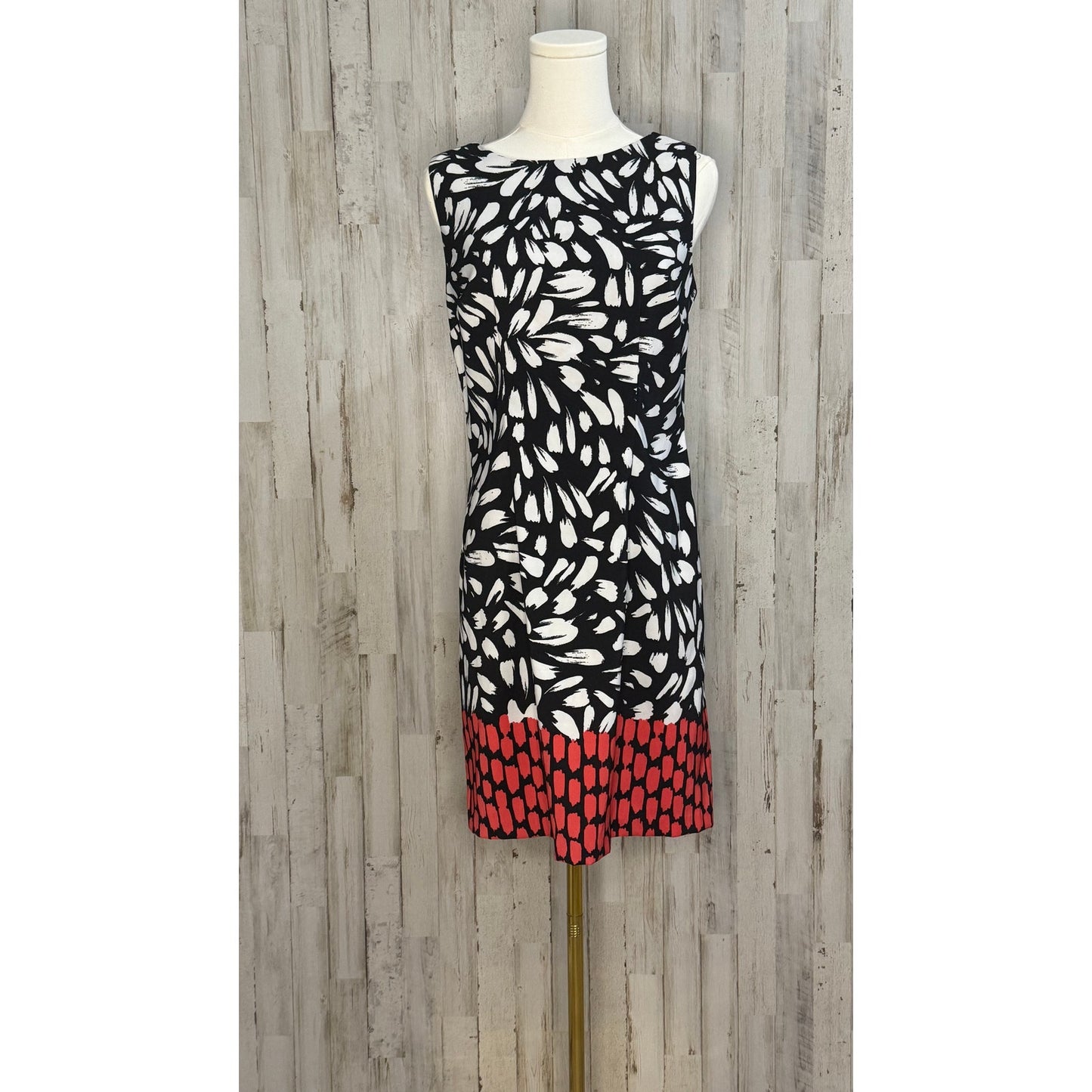 Alyx Women's Size 6 Sleeveless Sheath Dress Black/Red Geometric