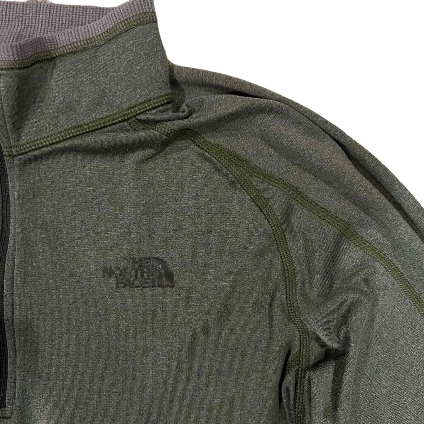 The North Face Men's Long Sleeve Half-Zip Logo Olive Green Pullover Size Medium