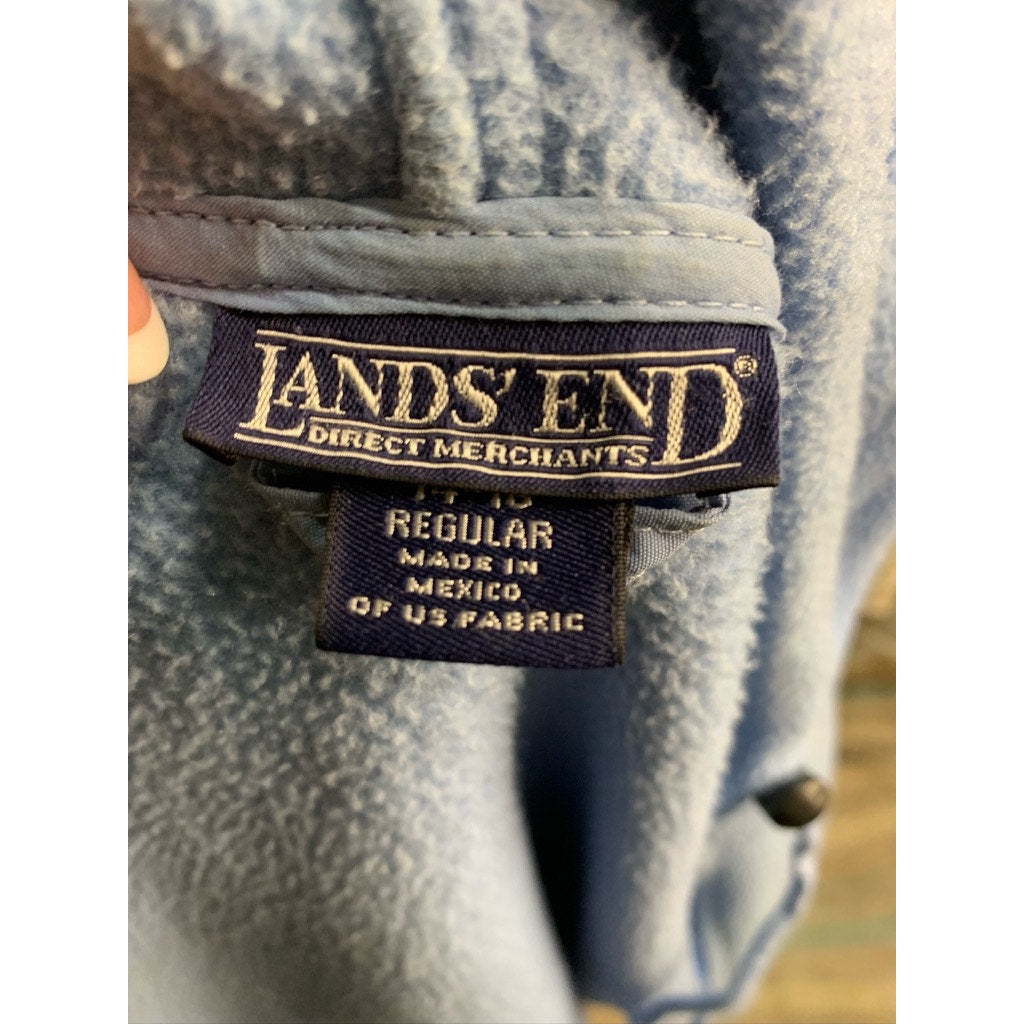 Lands' End Women's Fleece Hooded Jacket Blue Size Large Casual Zip-Up